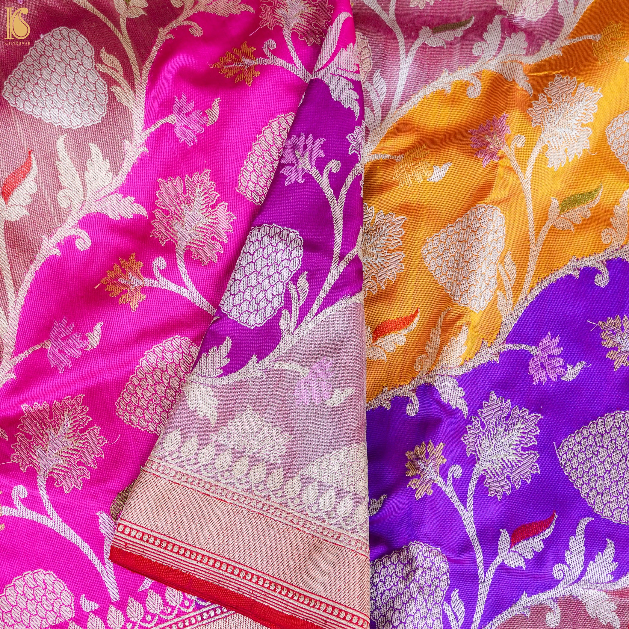 Handwoven Pure Katan Silk Kadwa Banarasi Rangkat Saree - Khinkhwab