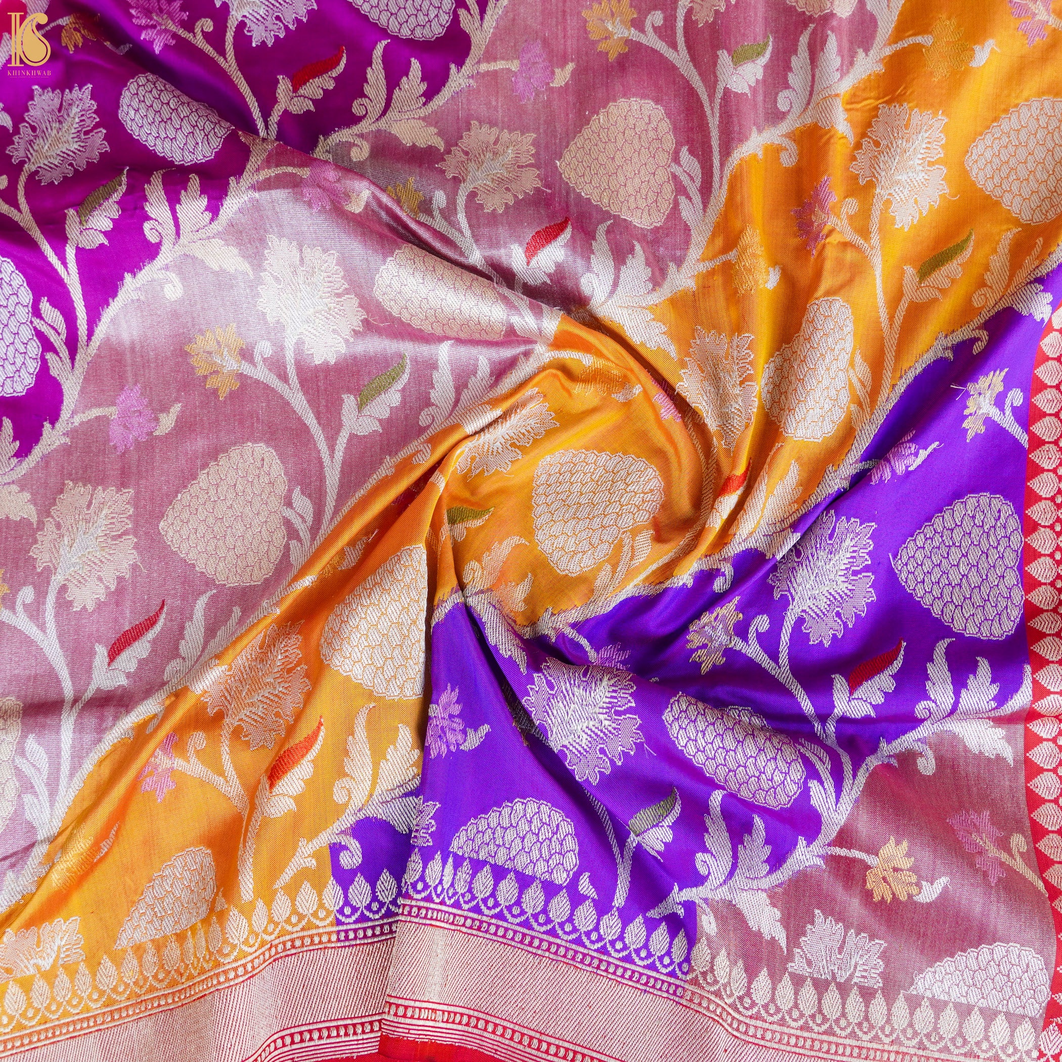 Handwoven Pure Katan Silk Kadwa Banarasi Rangkat Saree - Khinkhwab