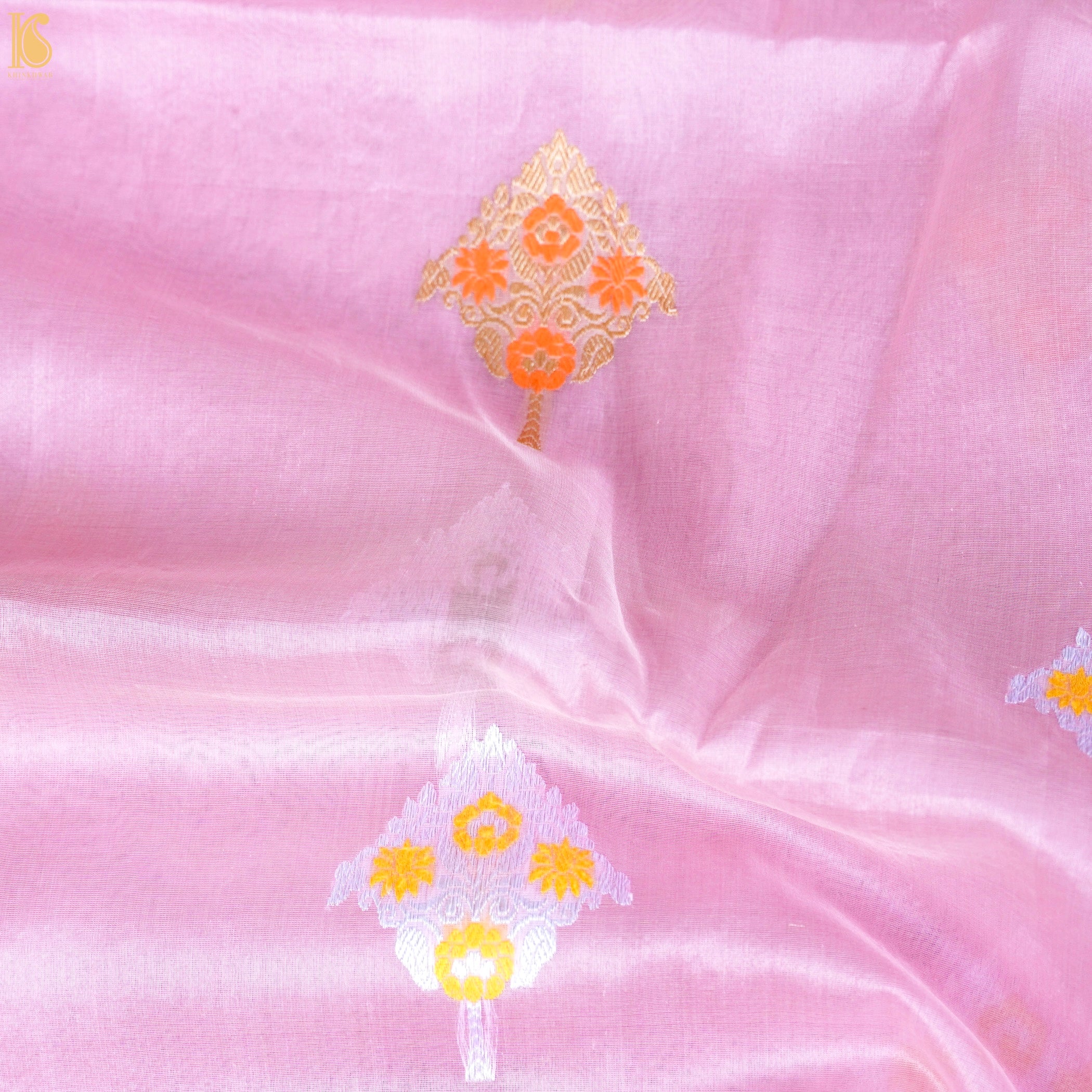 Kora Handloom Banarasi Saree with Kadwa Katan Border - Khinkhwab