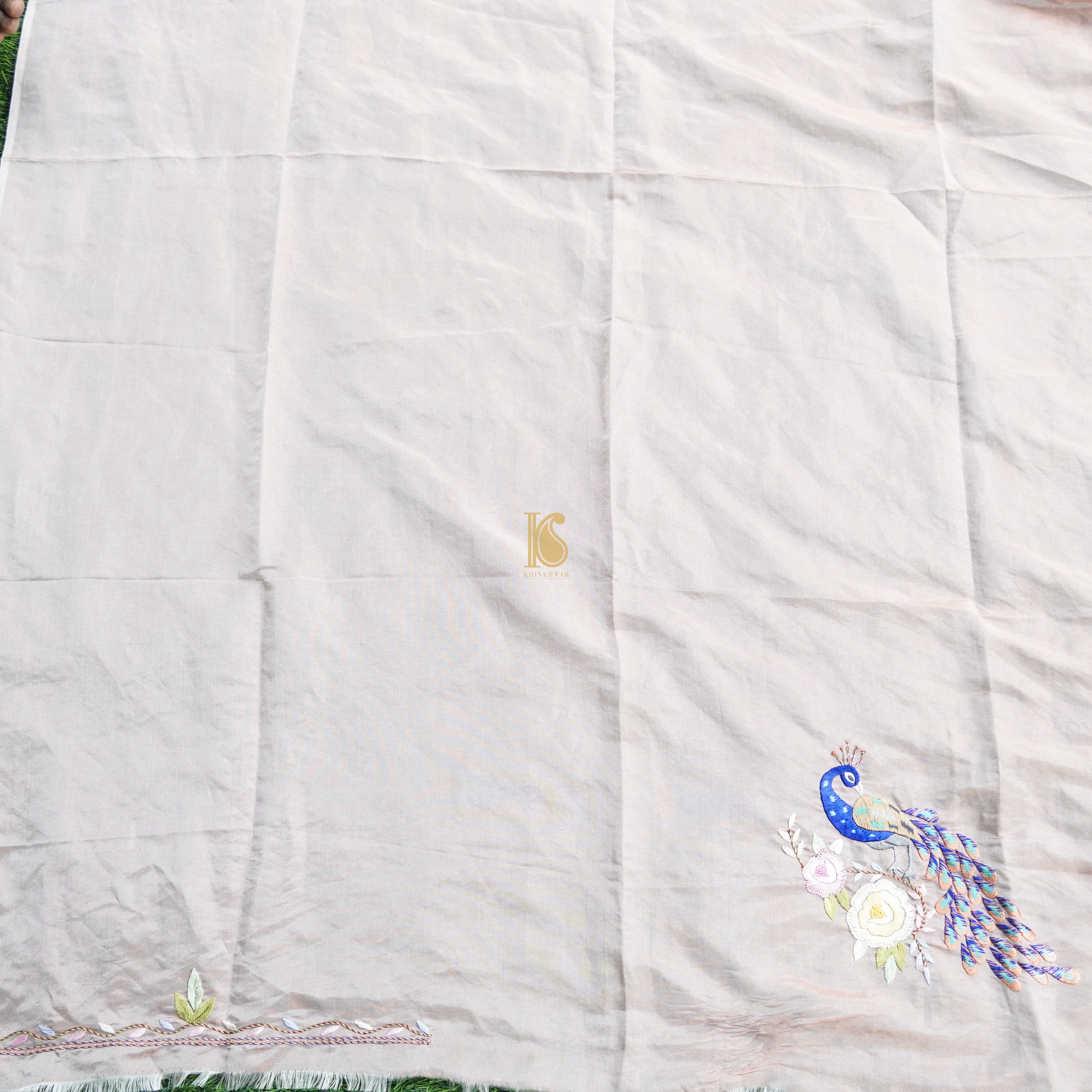 Alto Pink Pure Fine Tissue Silk Embroidery Fabric - Khinkhwab