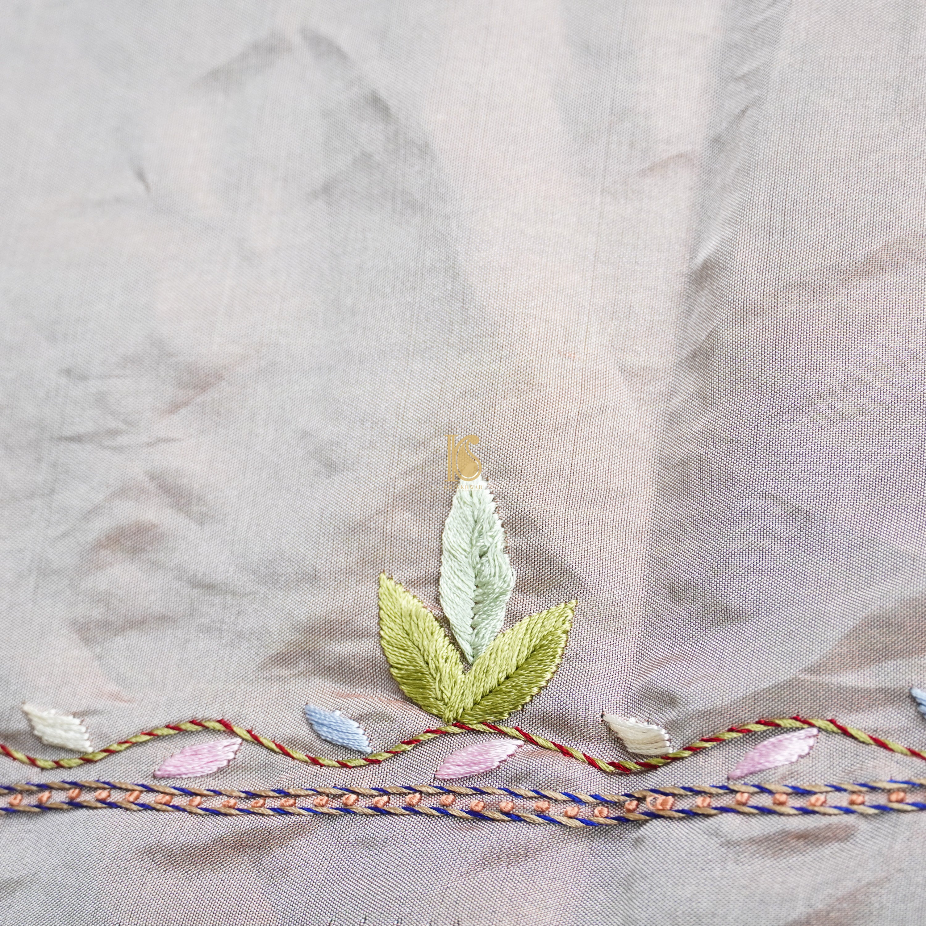 Alto Pink Pure Fine Tissue Silk Embroidery Fabric - Khinkhwab