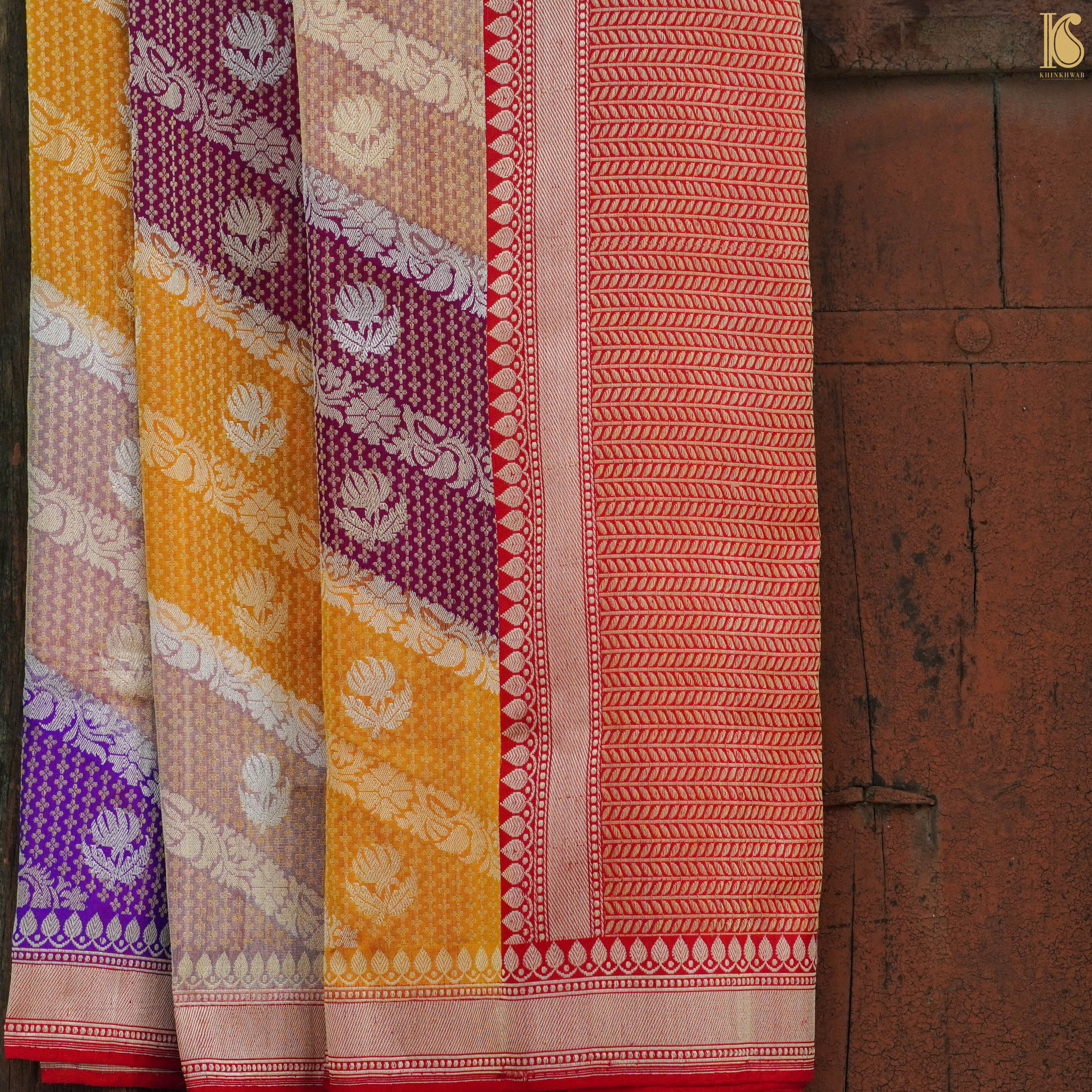 Handwoven Pure Katan Silk Banarasi Kadwa Rangkat Saree - Khinkhwab