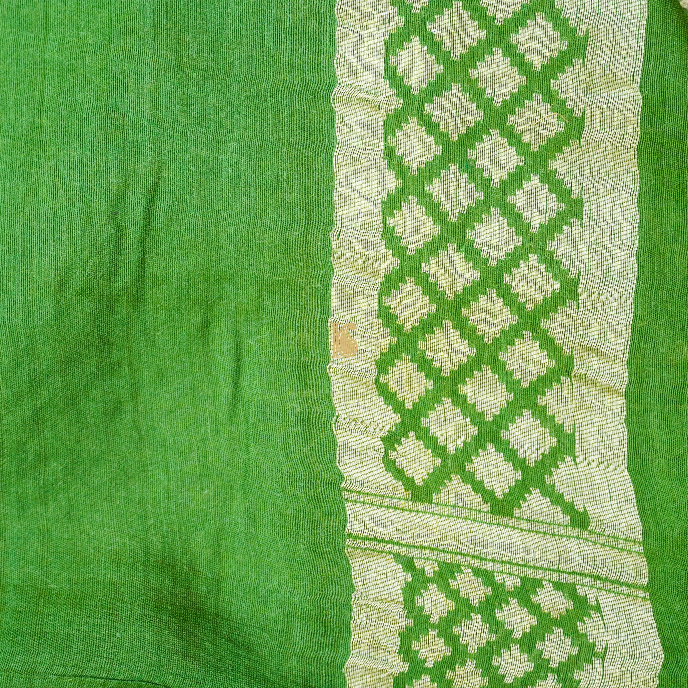 Pink & Green Pure Moonga Silk Handloom Banarasi Saree - Khinkhwab