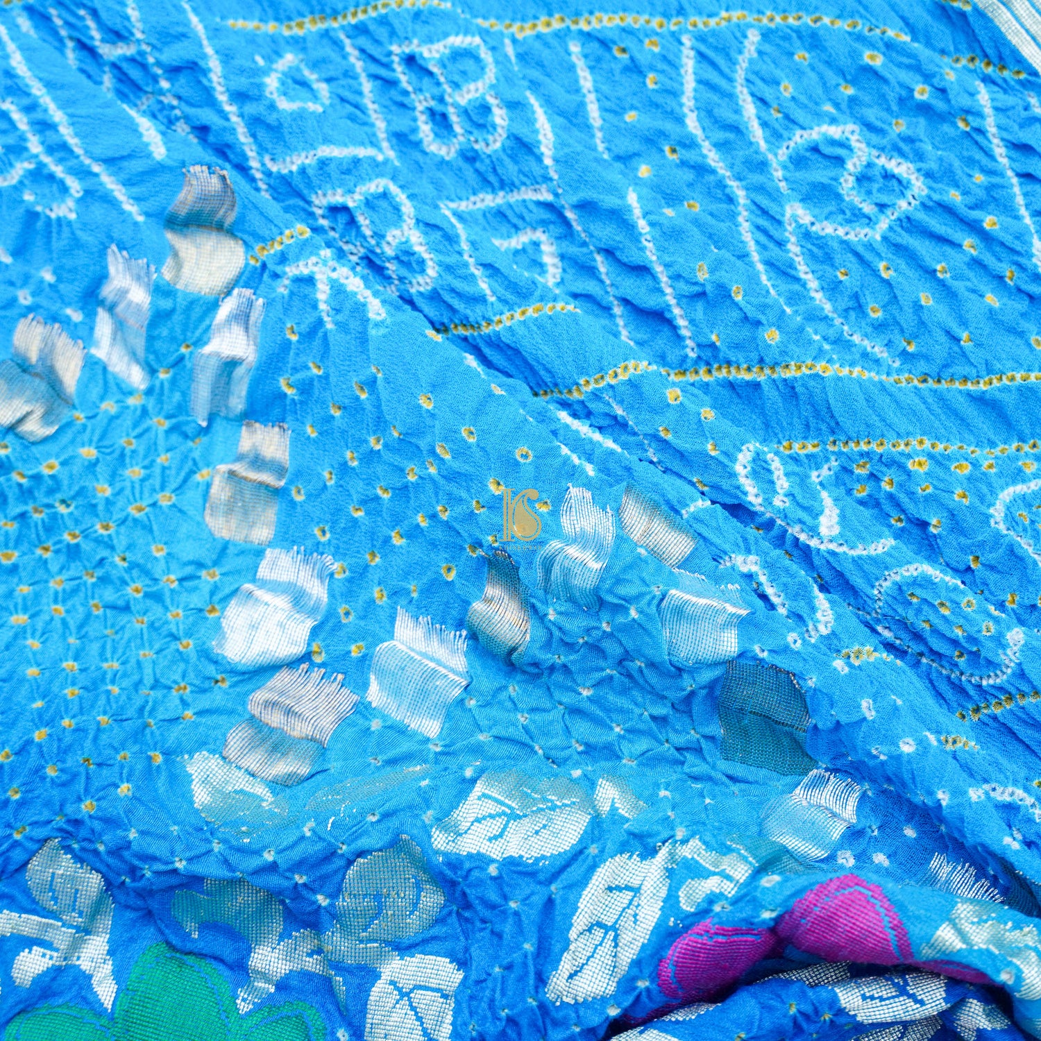 Blue Moonga & Georgette Handloom Banarasi Bandhani Saree - Khinkhwab
