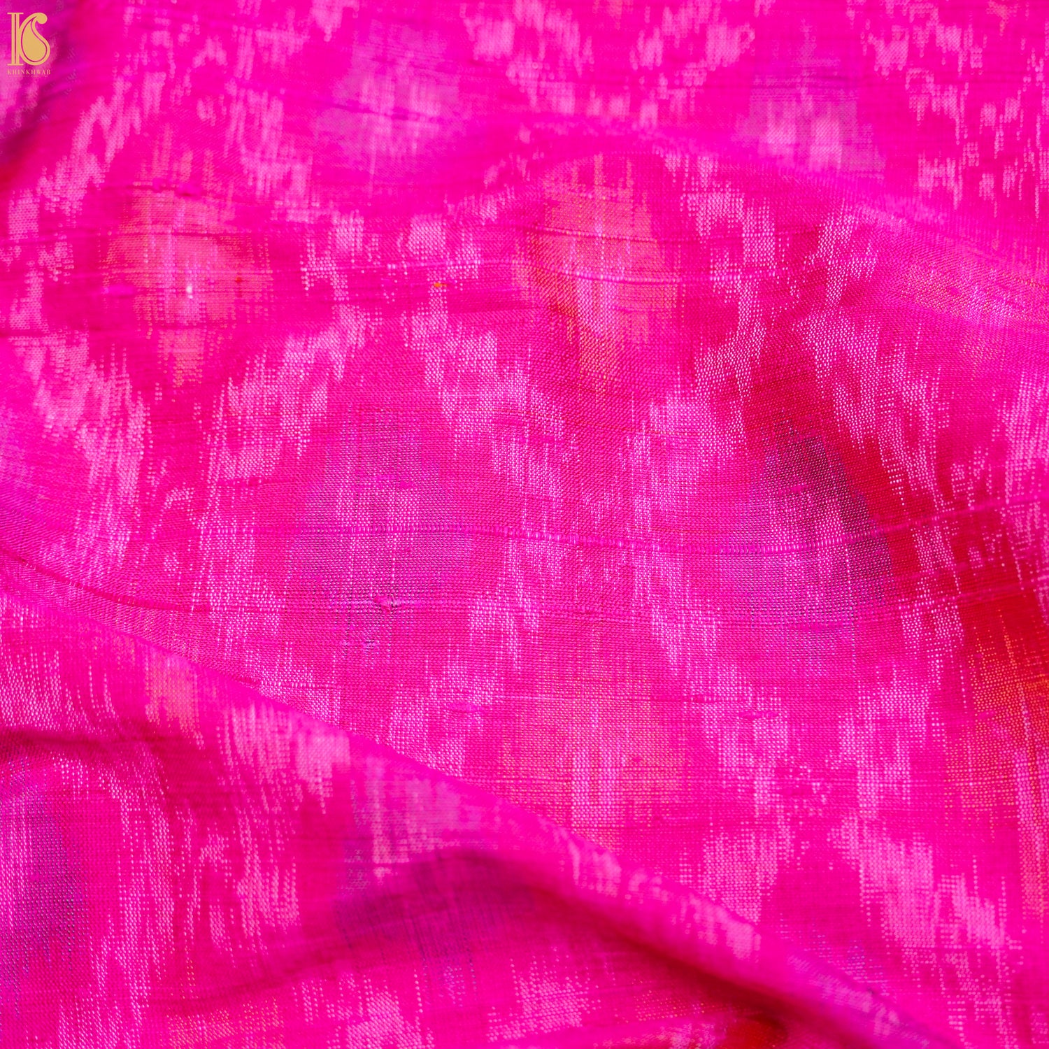 Pink Pure Raw Silk Banarasi Ikat Fabric - Khinkhwab