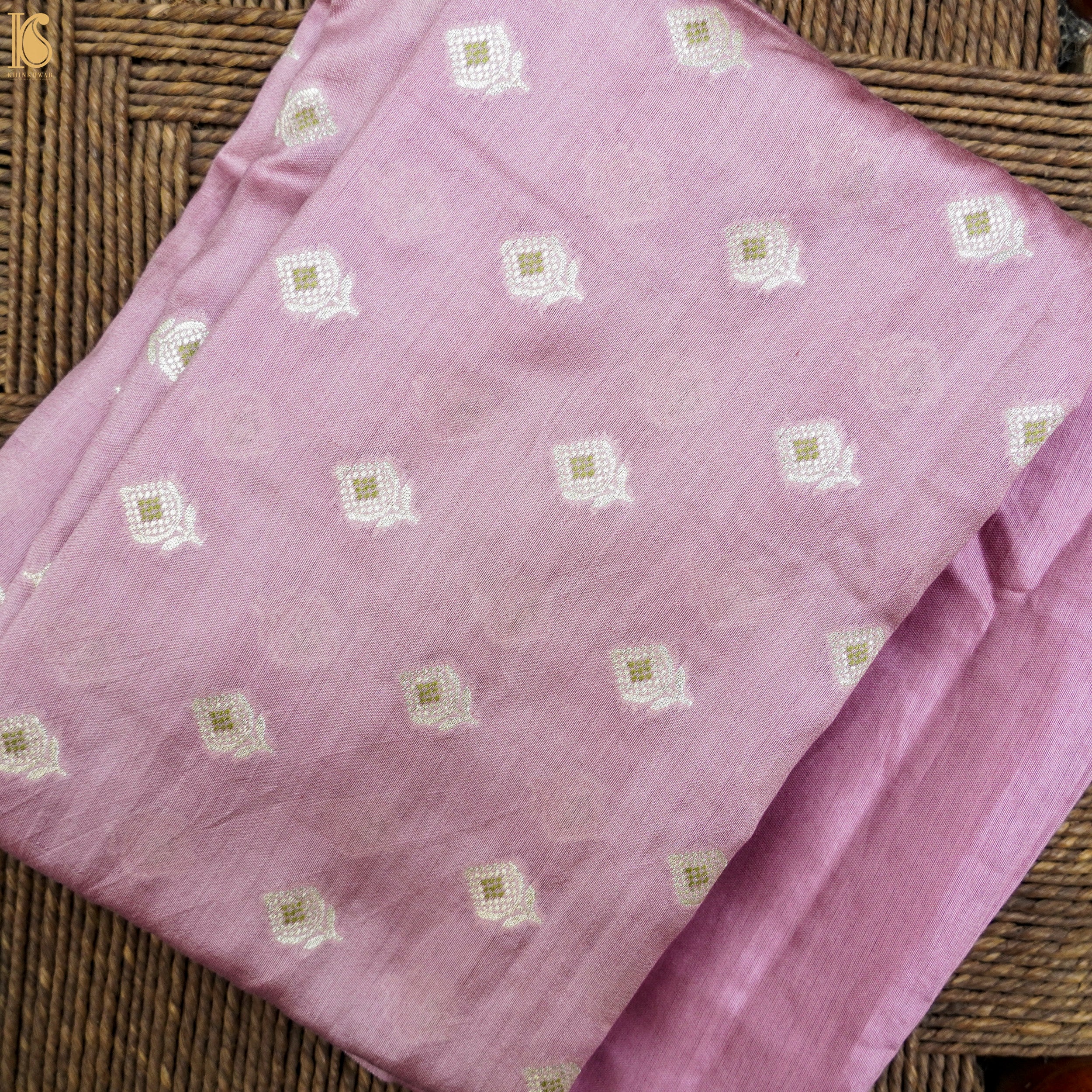 Melanie Purple Pure Silk by Spun Silk Handloom Banarasi Suit Set with Dupatta - Khinkhwab