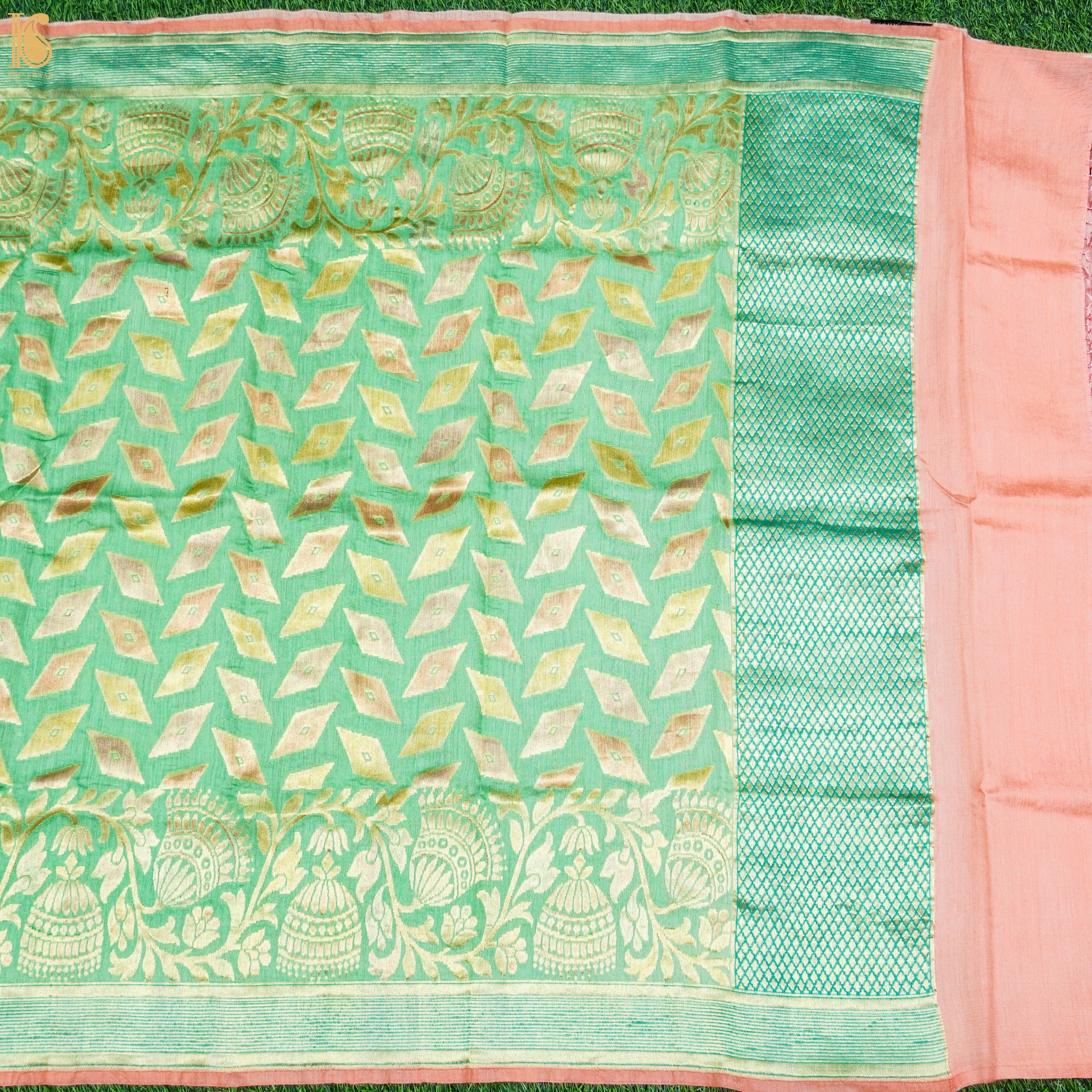 Melanie Purple Pure Silk by Spun Silk Handloom Banarasi Suit Set with Dupatta - Khinkhwab