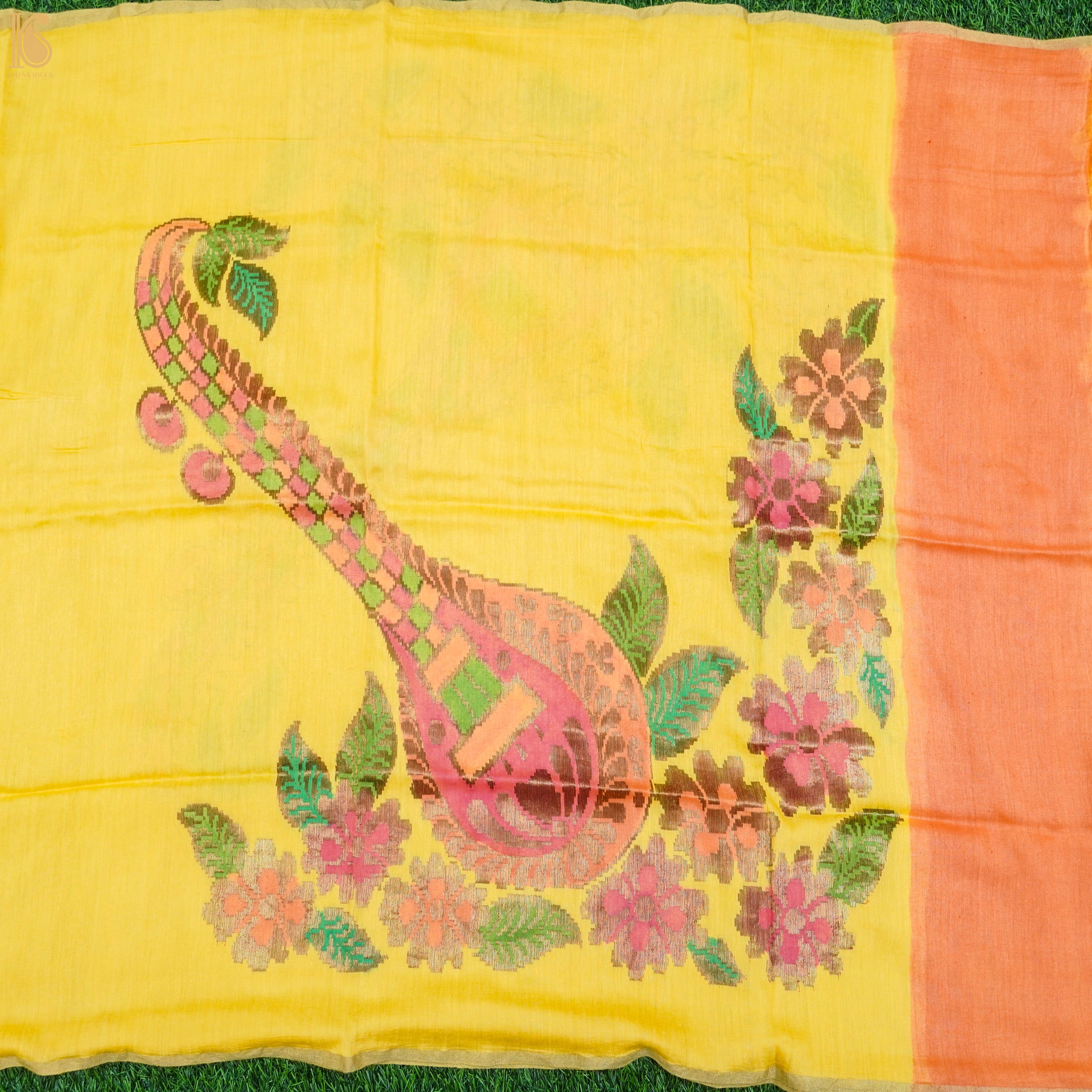 Ottoman Green Pure Silk by Spun Silk Handloom Banarasi Suit Set with Dupatta - Khinkhwab