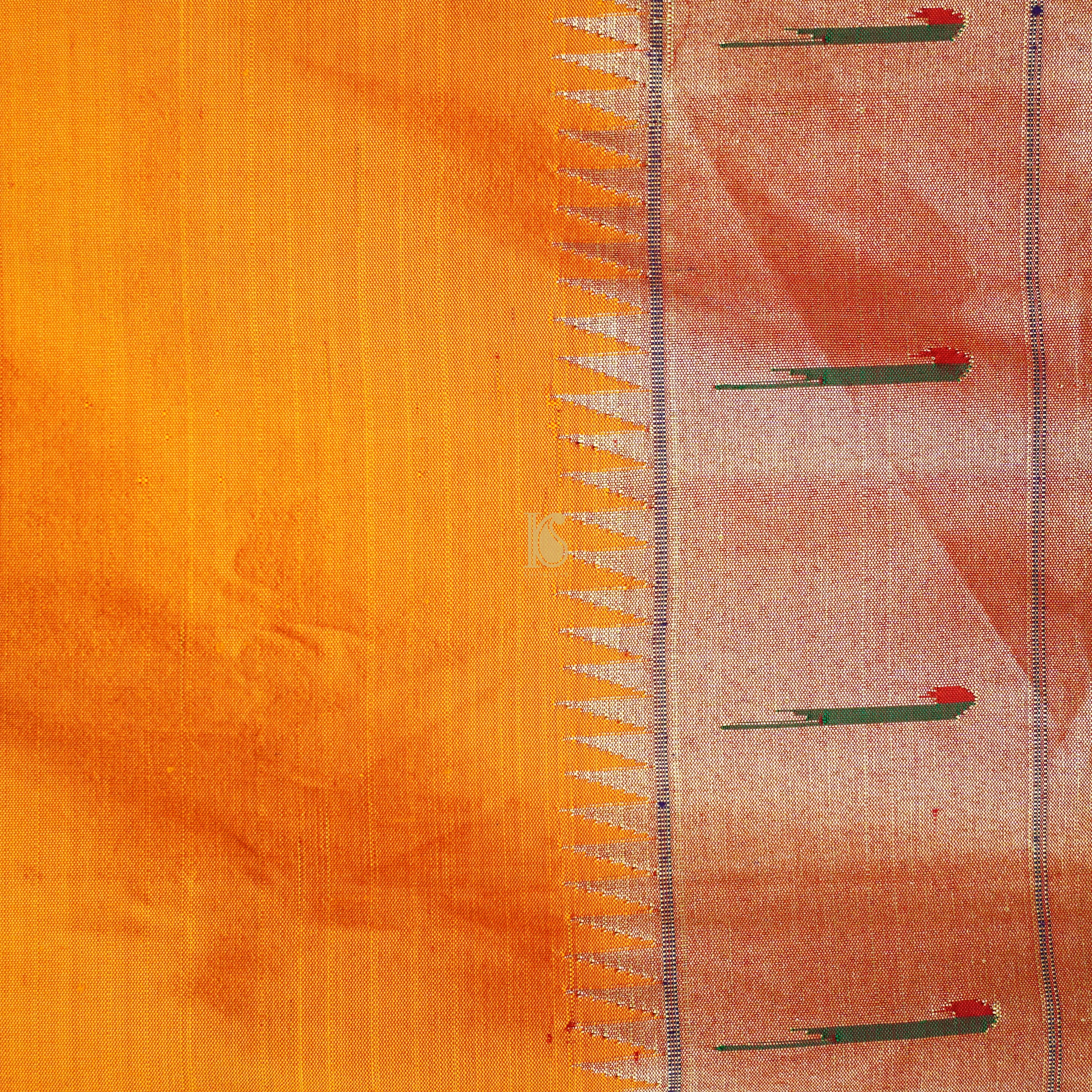 Orange Pure Silk Handwoven Paithani Saree with Muniya Border - Khinkhwab