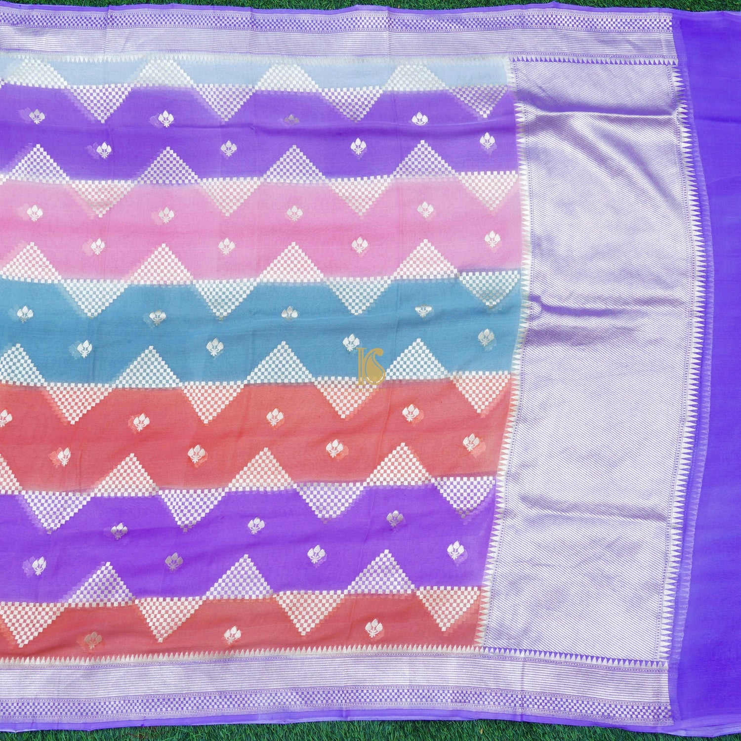 Purple Pure Georgette Banarasi Dupatta - Khinkhwab