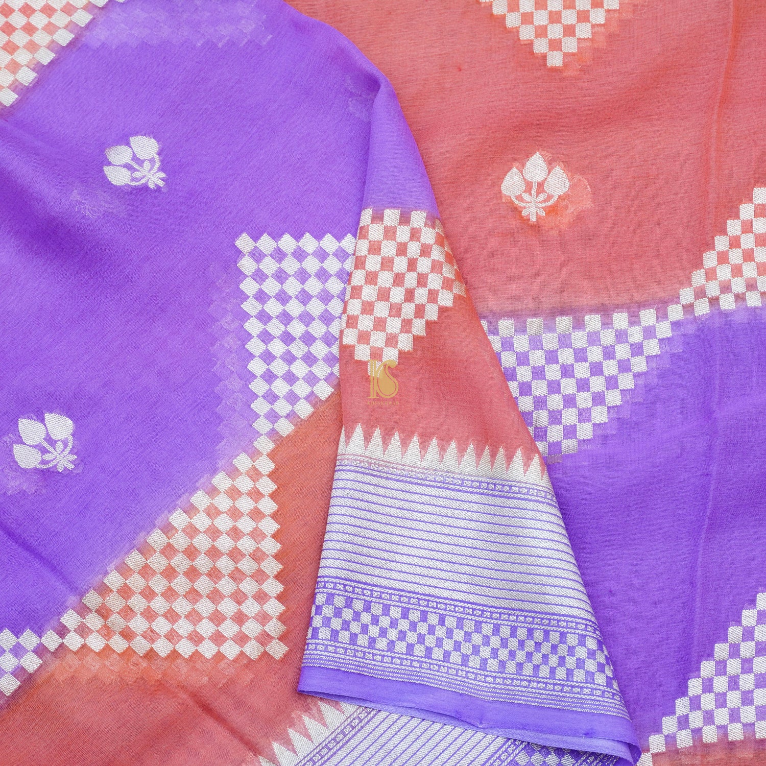 Purple Pure Georgette Banarasi Dupatta - Khinkhwab