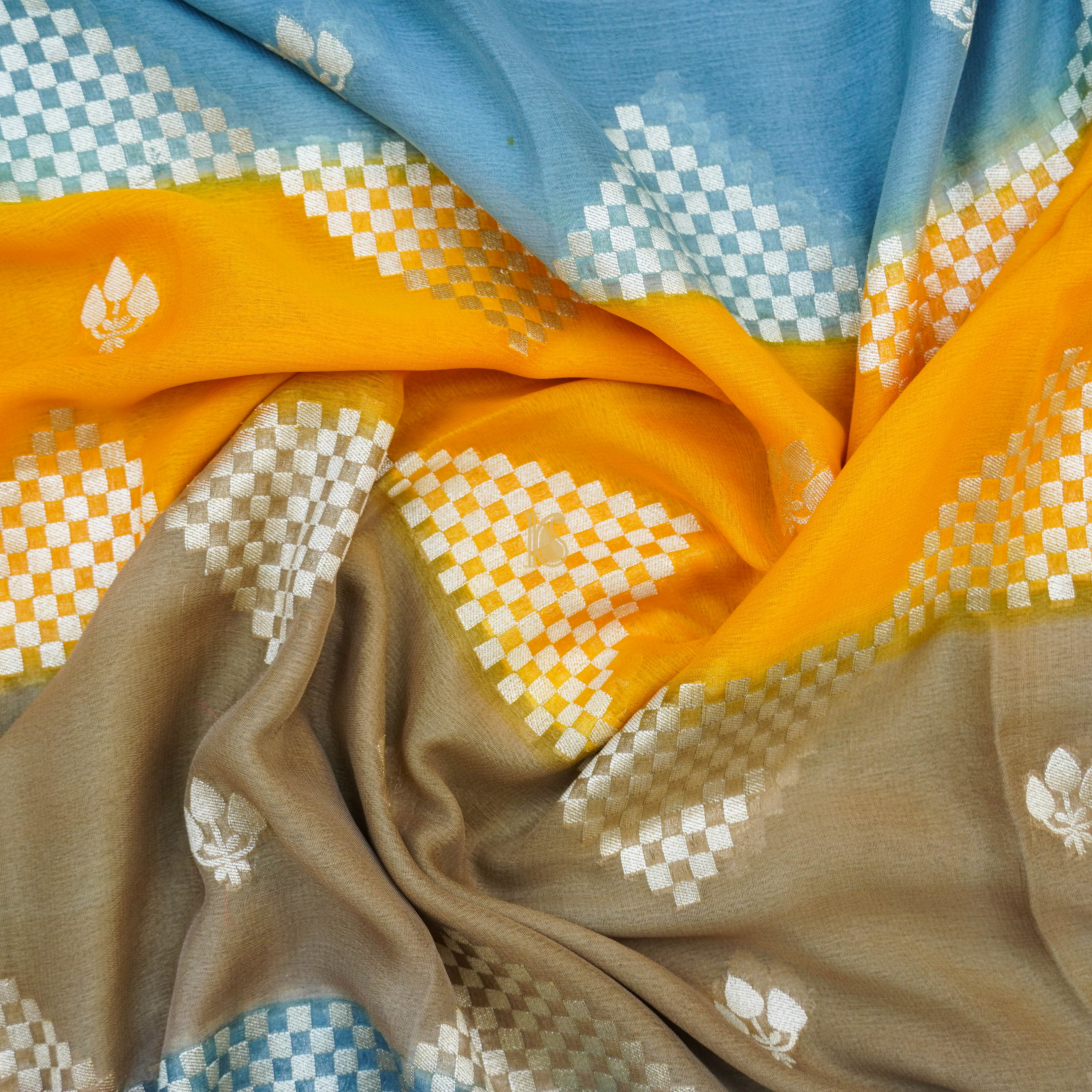 Orange Pure Georgette Banarasi Dupatta - Khinkhwab