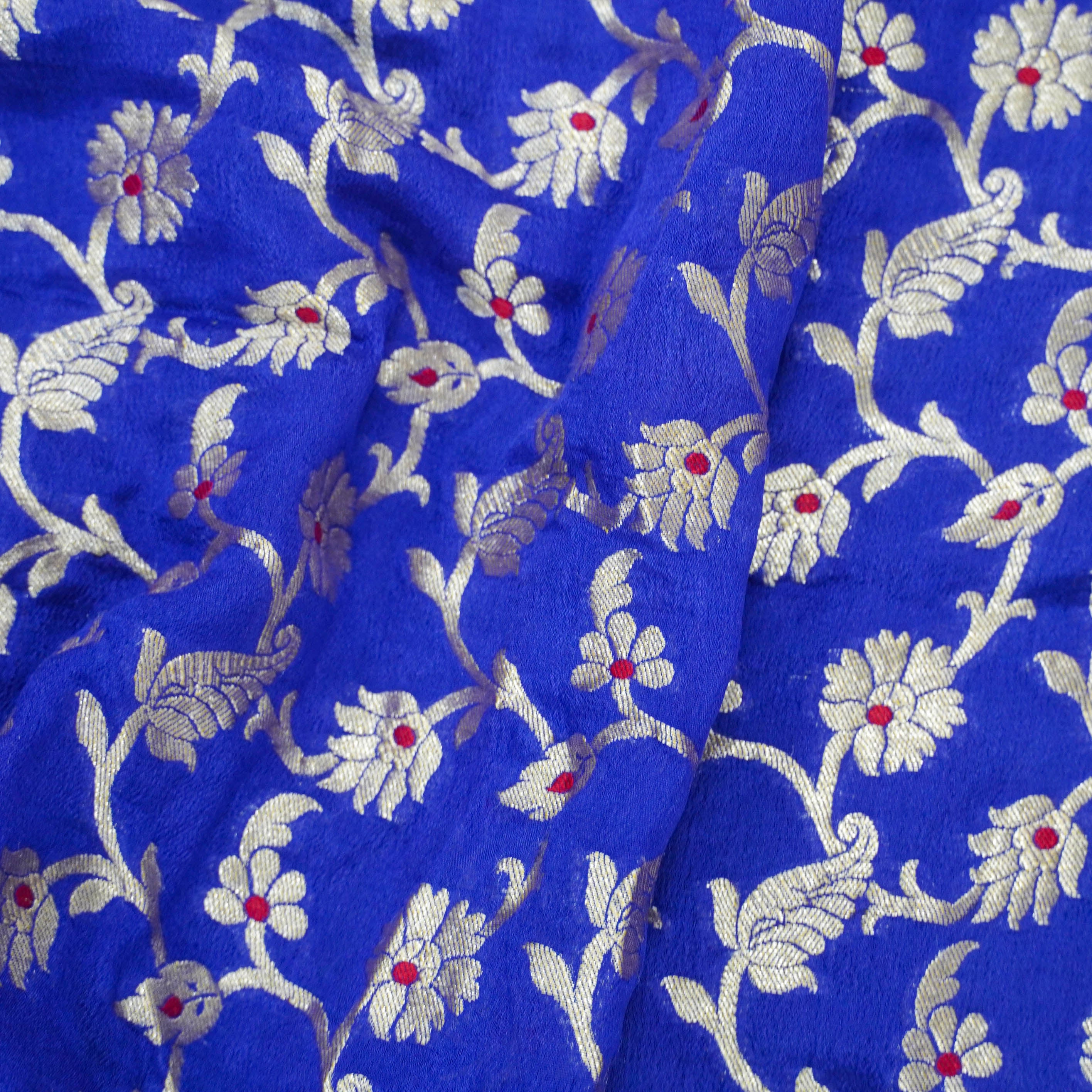 Blue Pure Georgette Banarasi Fabric - Khinkhwab