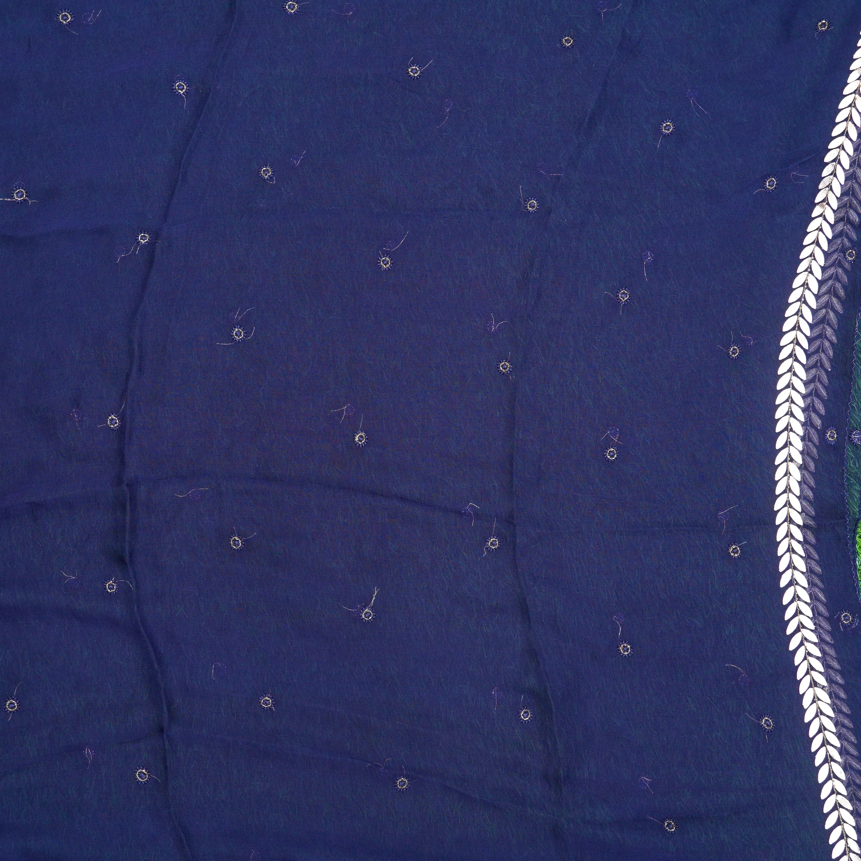 Blue Chikankari, Aari & Gotta Patti Viscose Georgette Fabric Set - Khinkhwab