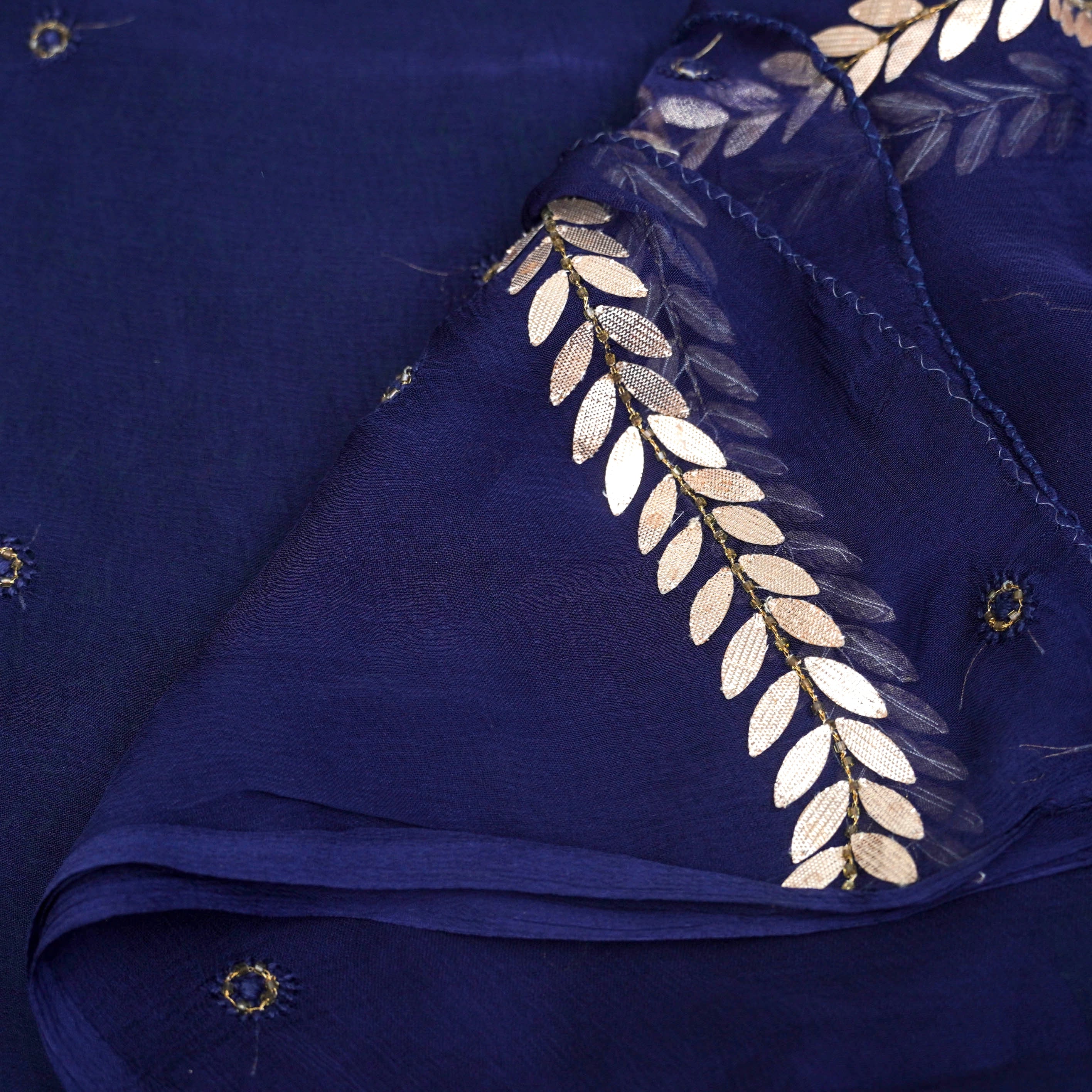 Blue Chikankari, Aari & Gotta Patti Viscose Georgette Fabric Set - Khinkhwab
