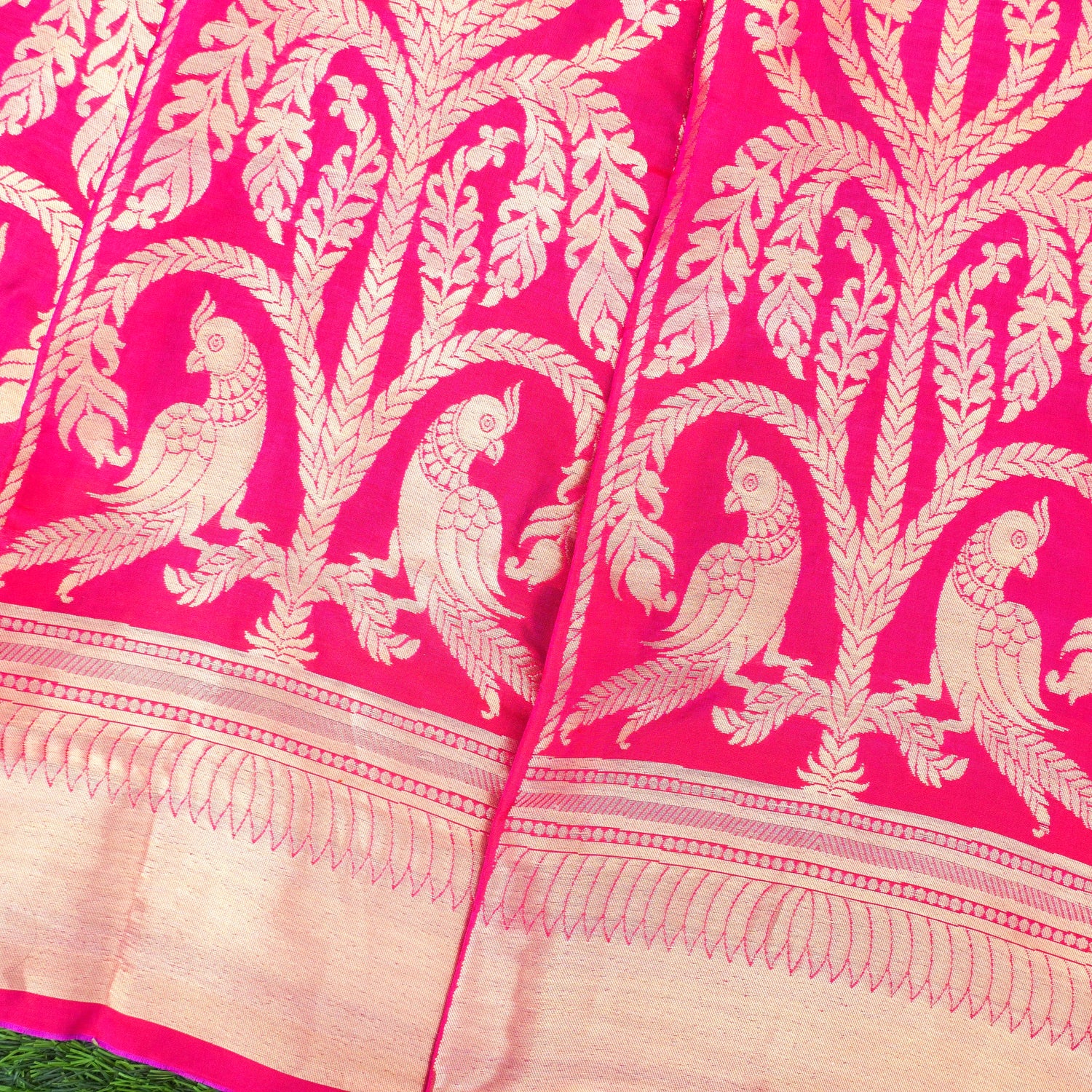 Pink Pure Katan Silk Handloom Banarasi Lehenga with Work Dupatta - Khinkhwab
