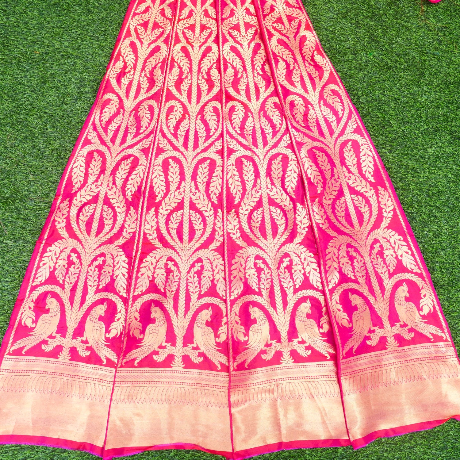 Pink Pure Katan Silk Handloom Banarasi Lehenga with Work Dupatta - Khinkhwab