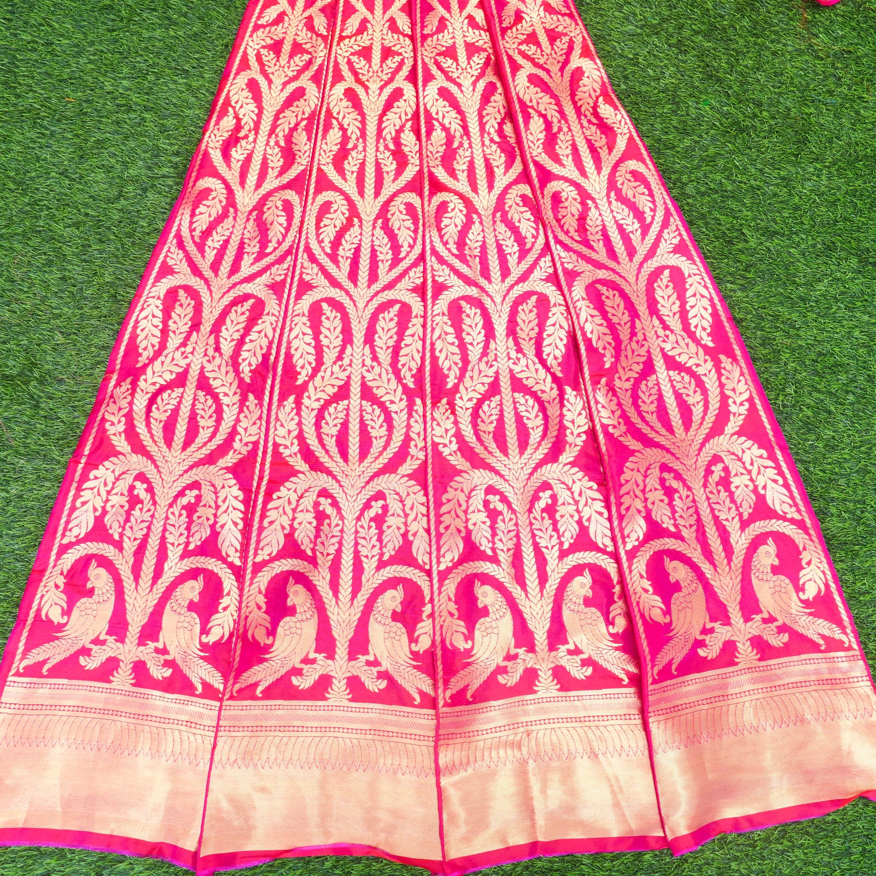Pink Pure Katan Silk Handloom Banarasi Lehenga with Work Dupatta - Khinkhwab