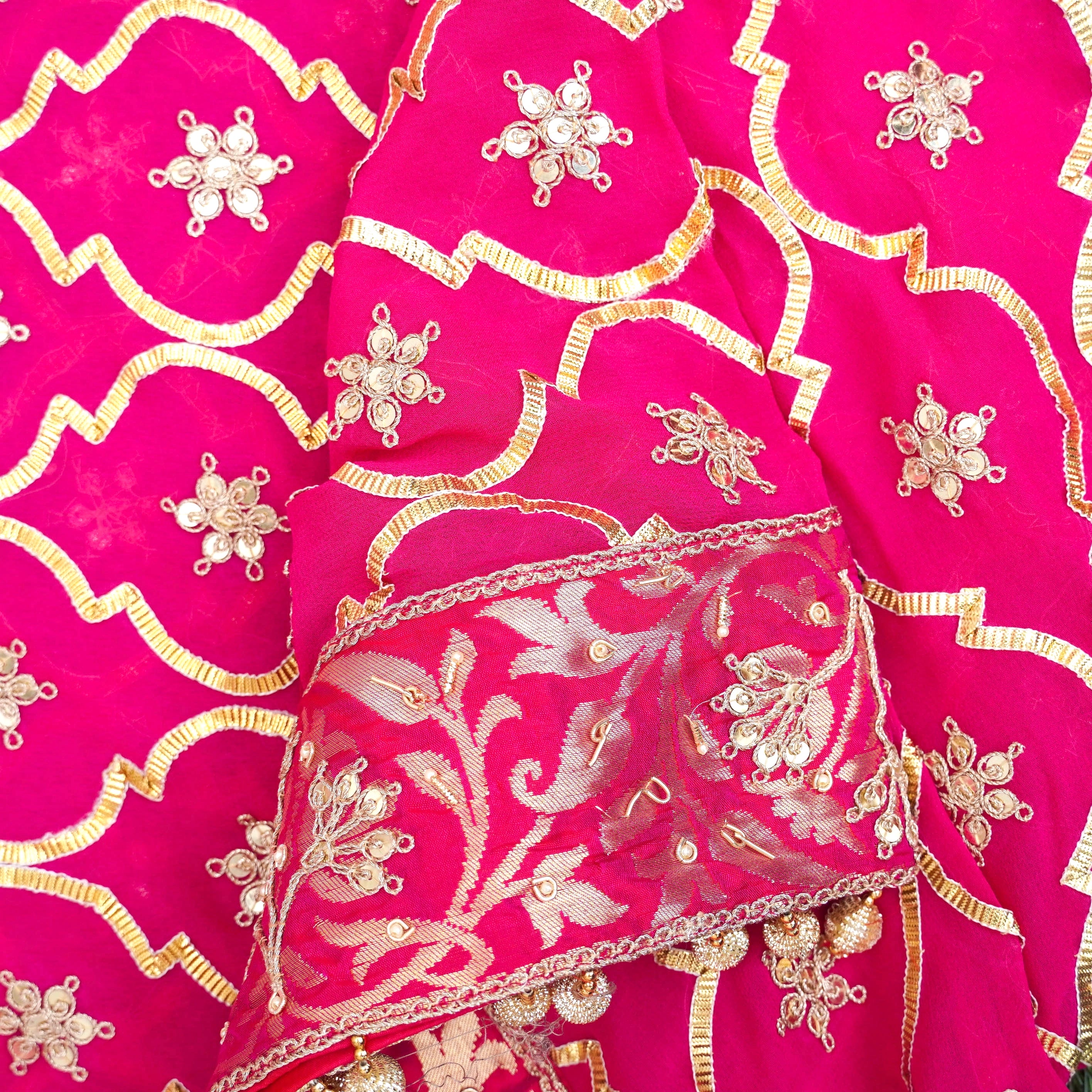 Pink Pure Katan Silk Handloom Banarasi Lehenga with Work Dupatta - Khinkhwab
