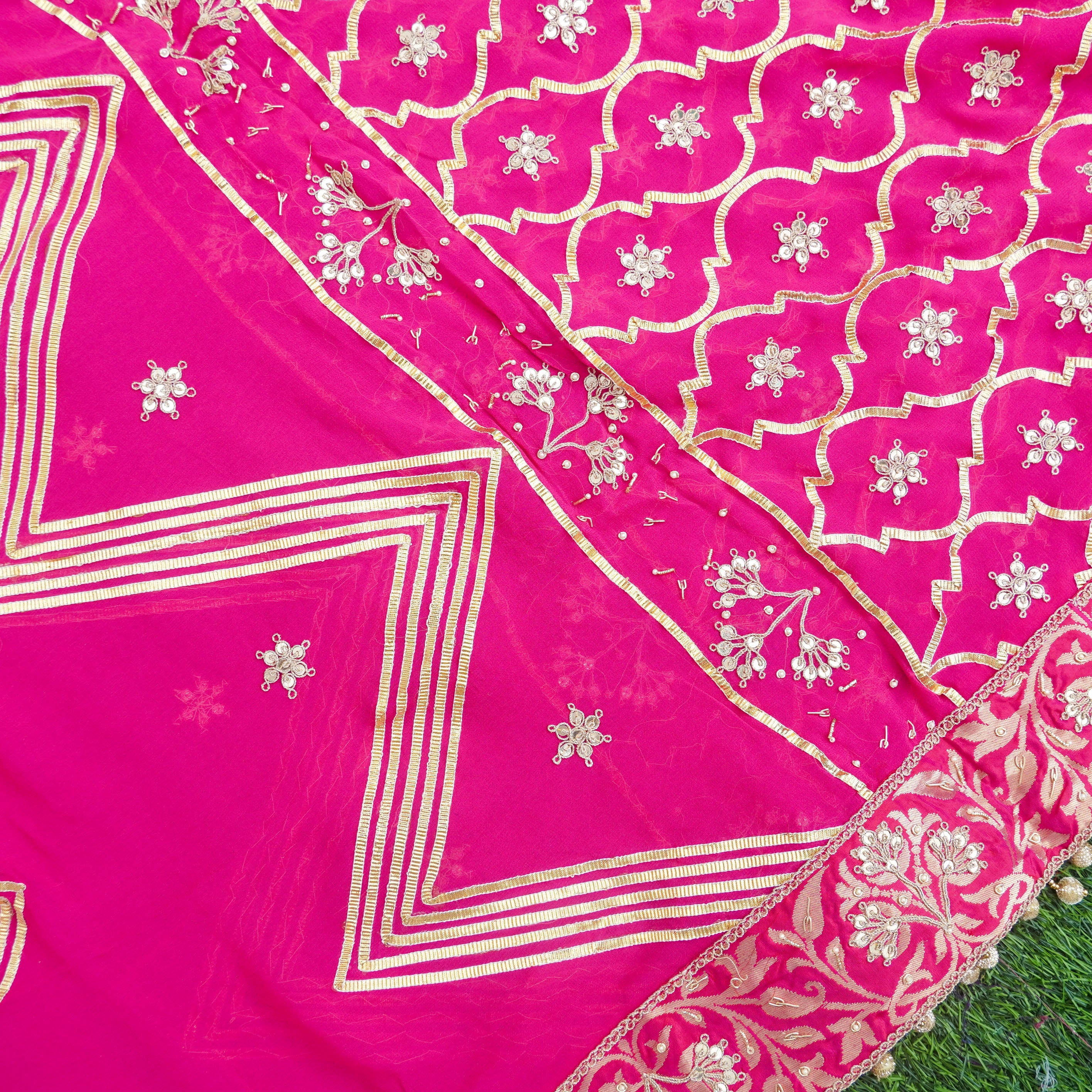 Pink Pure Katan Silk Handloom Banarasi Lehenga with Work Dupatta - Khinkhwab