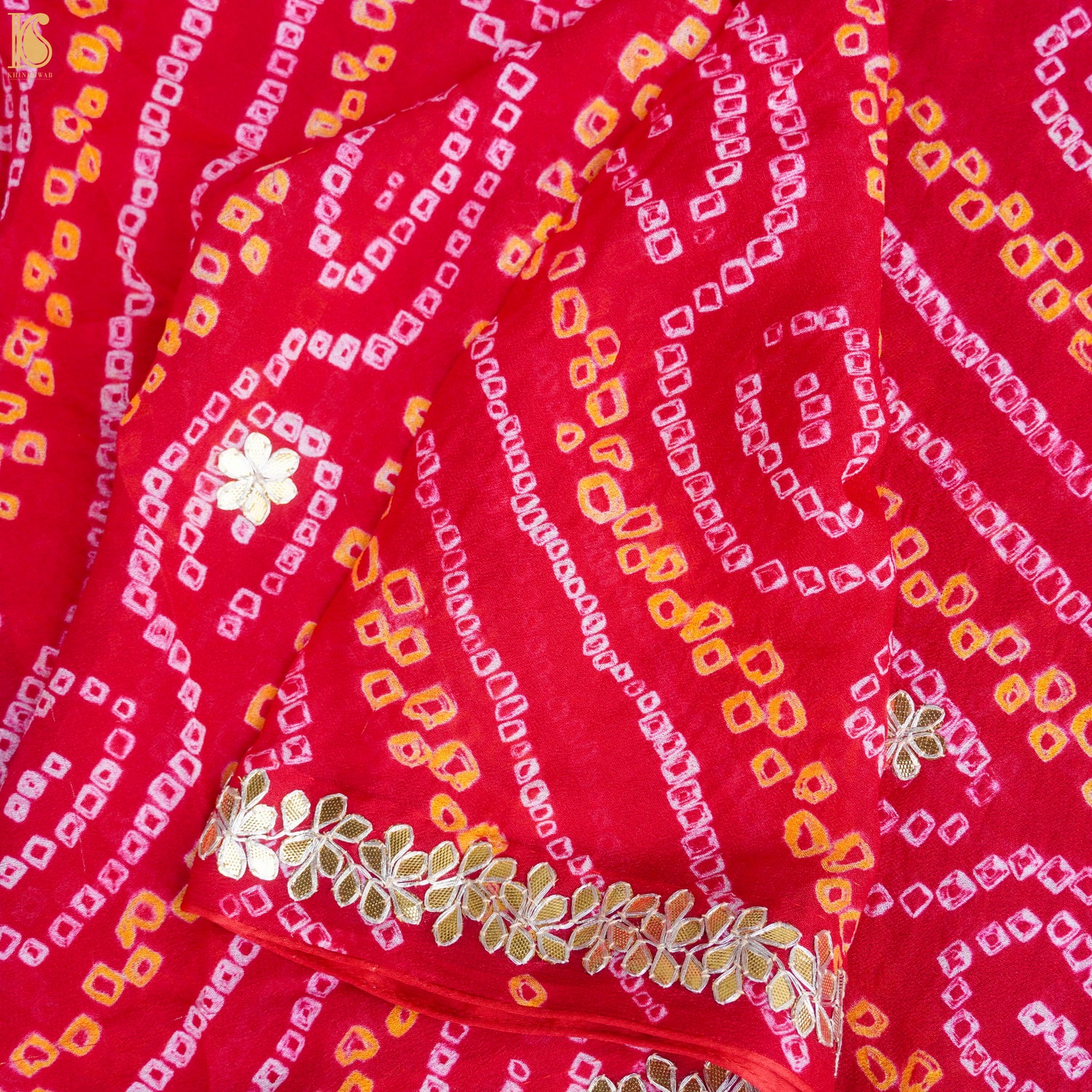 Red Pure Georgette Gotta Patti Bandhani Dupatta - Khinkhwab