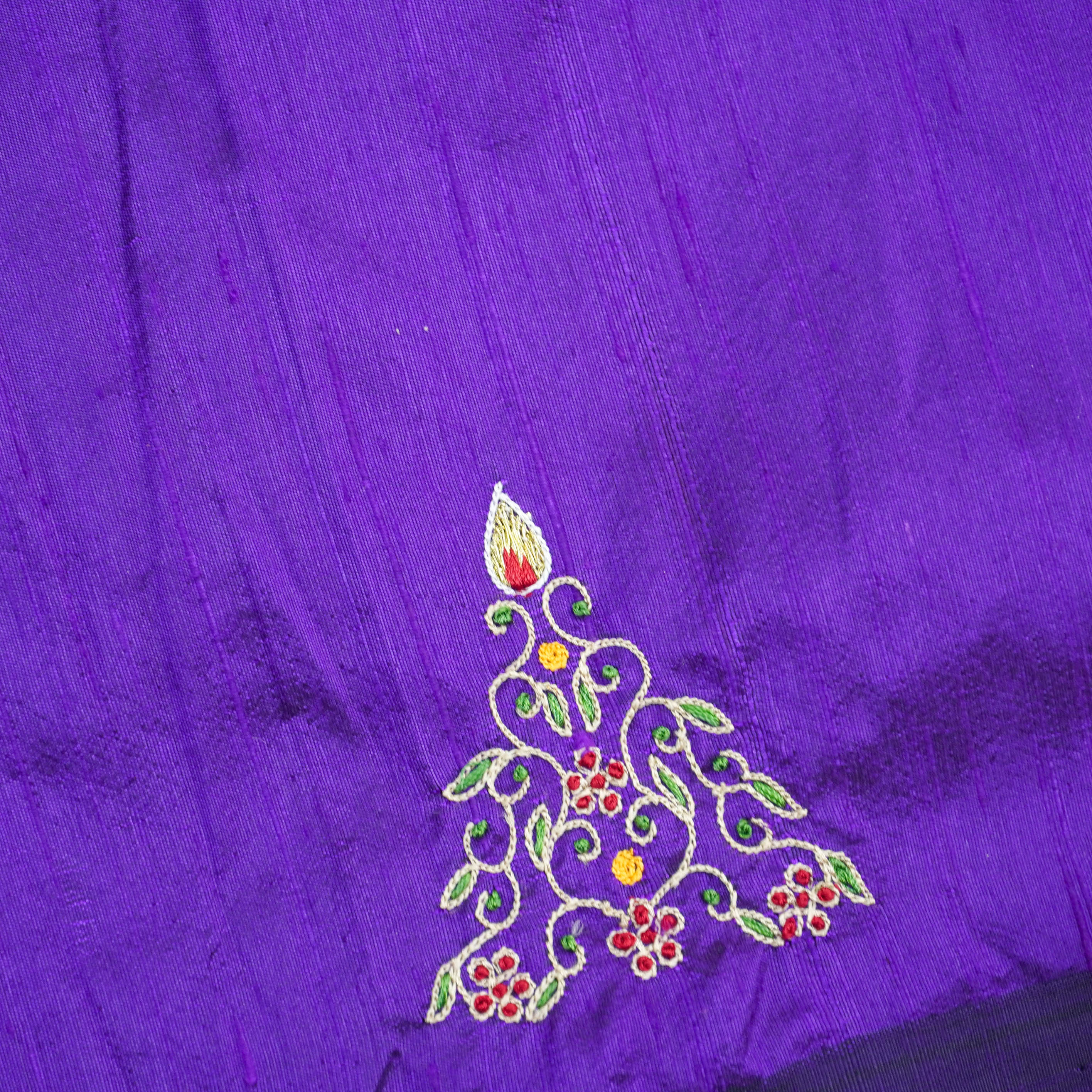 Hand Embroidered Pure Raw Silk Mughal Blouse Fabric - Khinkhwab