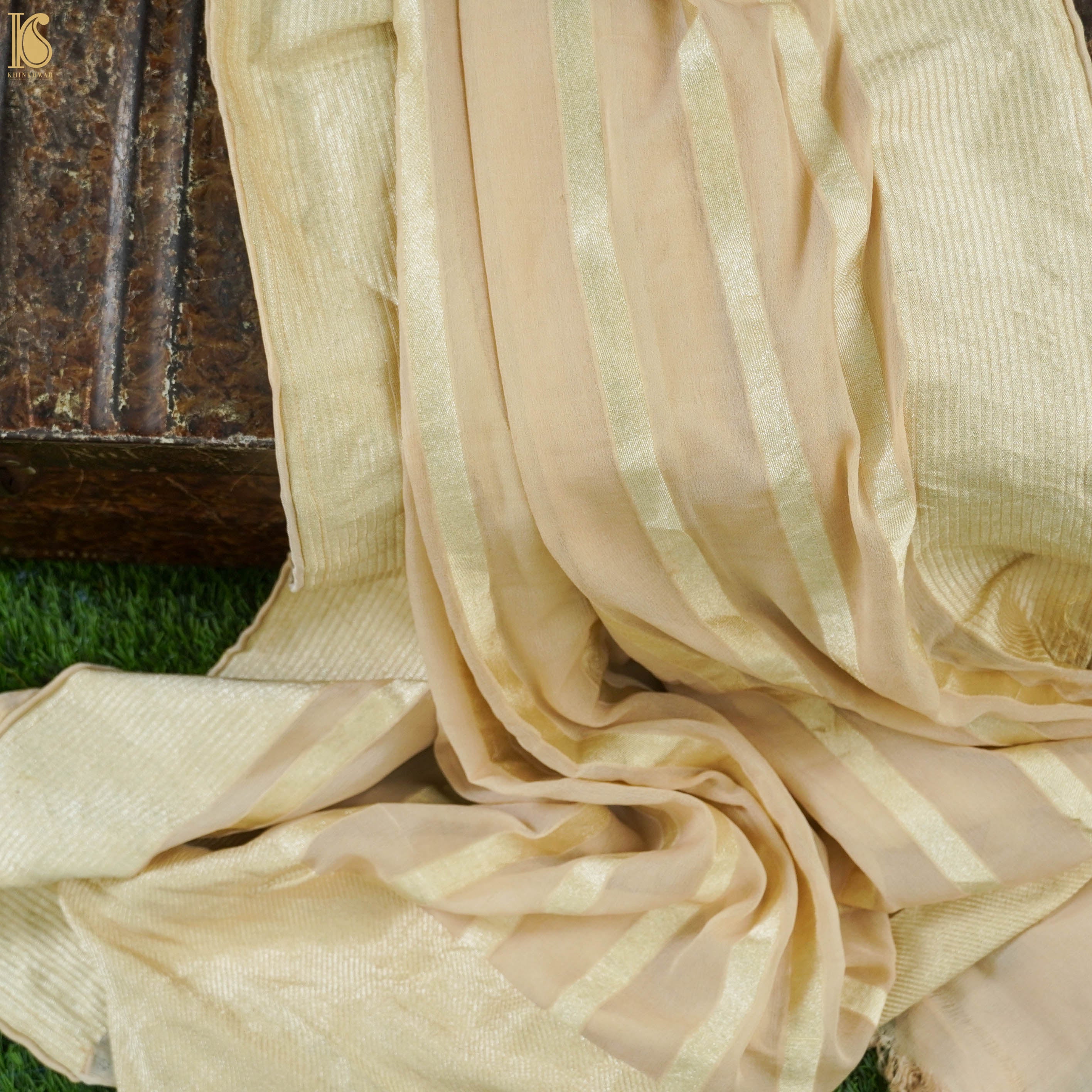 Pure Georgette Handloom Banarasi Stripes Dupatta - Khinkhwab