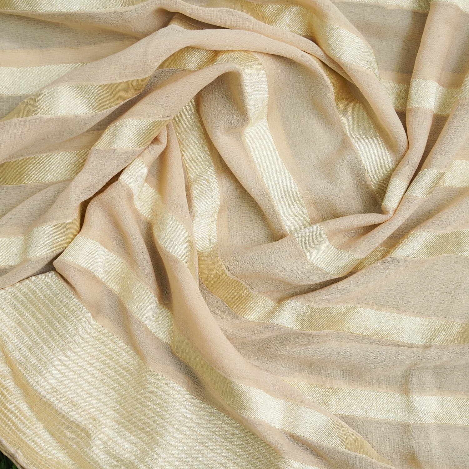Pure Georgette Handloom Banarasi Stripes Dupatta - Khinkhwab