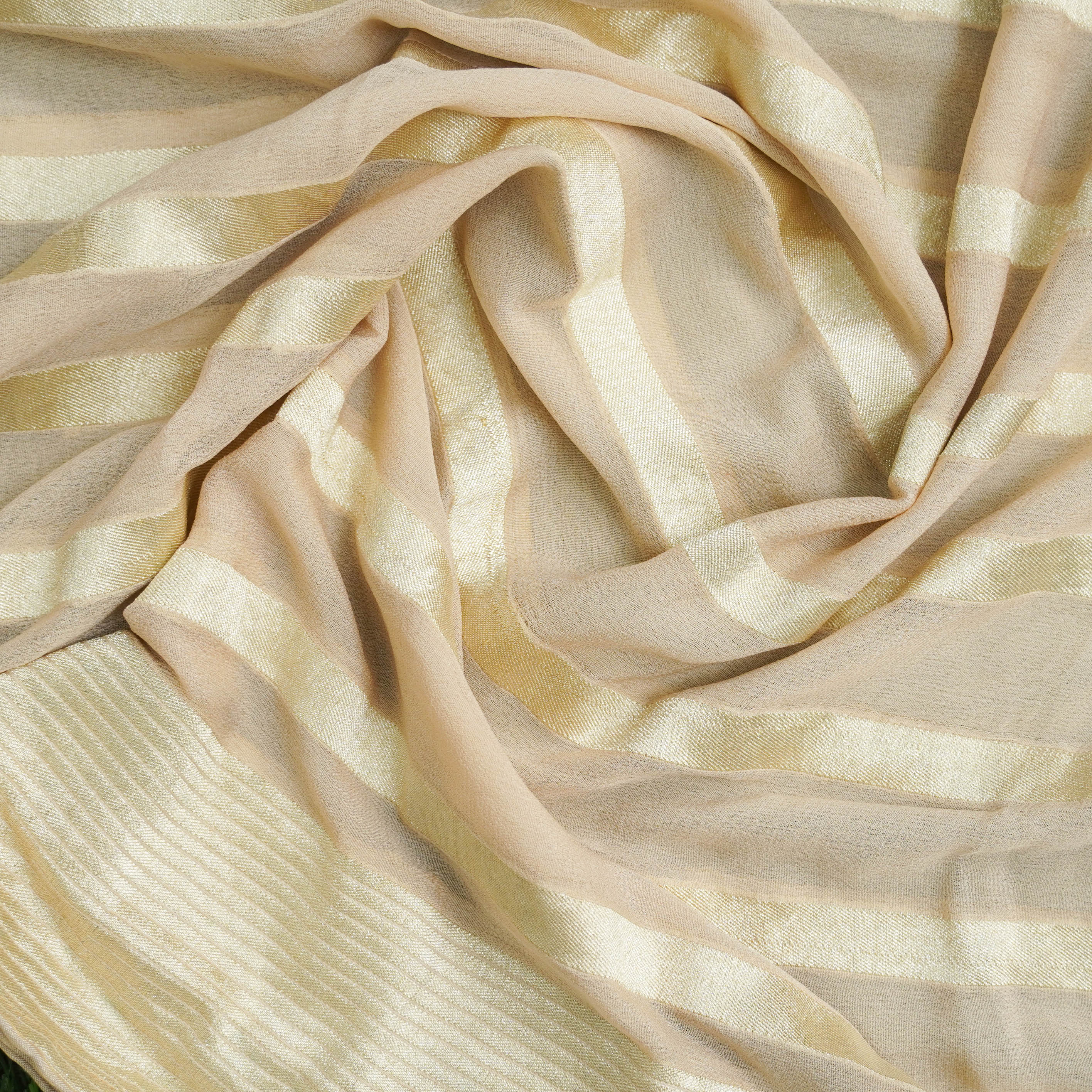 Pure Georgette Handloom Banarasi Stripes Dupatta - Khinkhwab