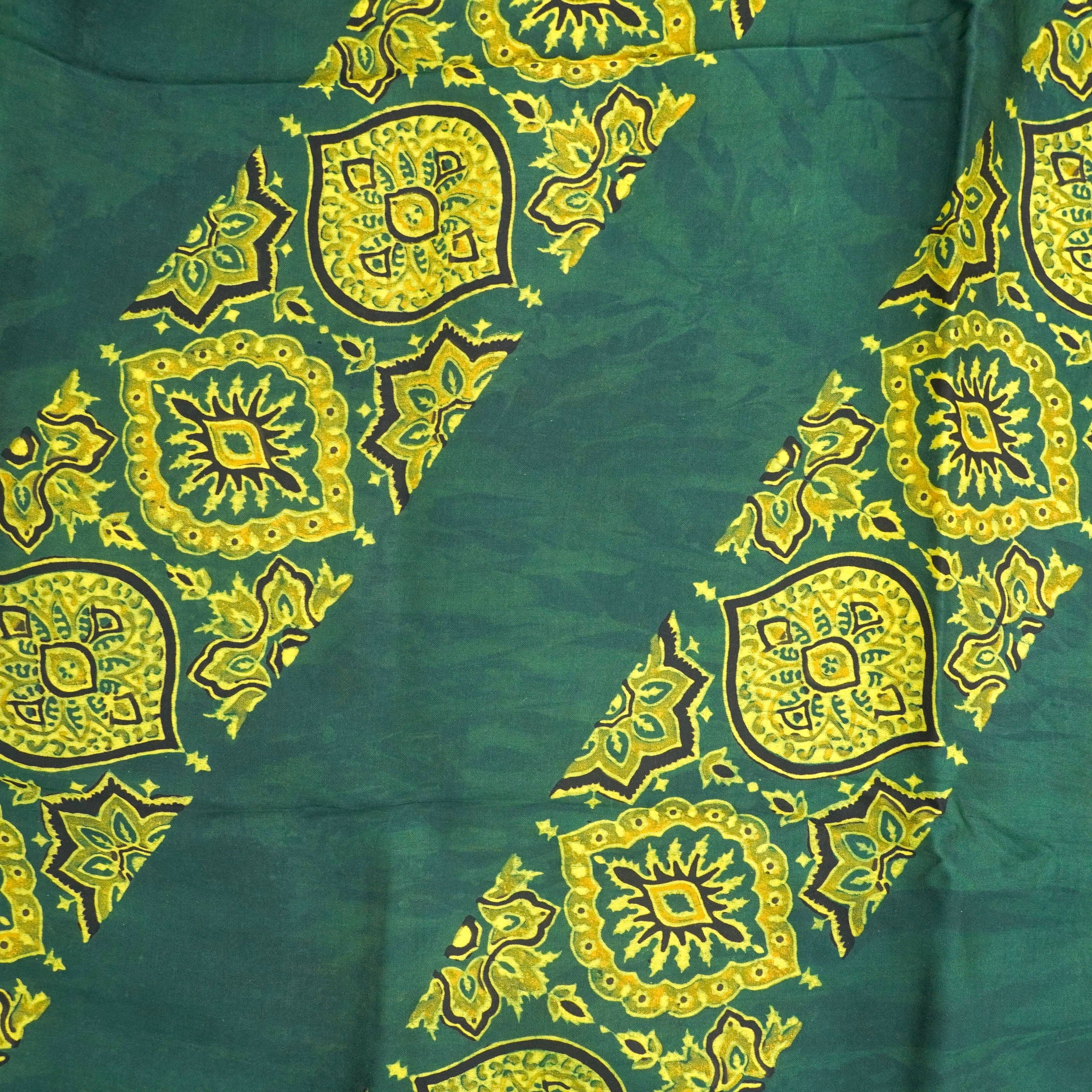 Green Hand Block Ajrakh Modal Silk Saree - Khinkhwab