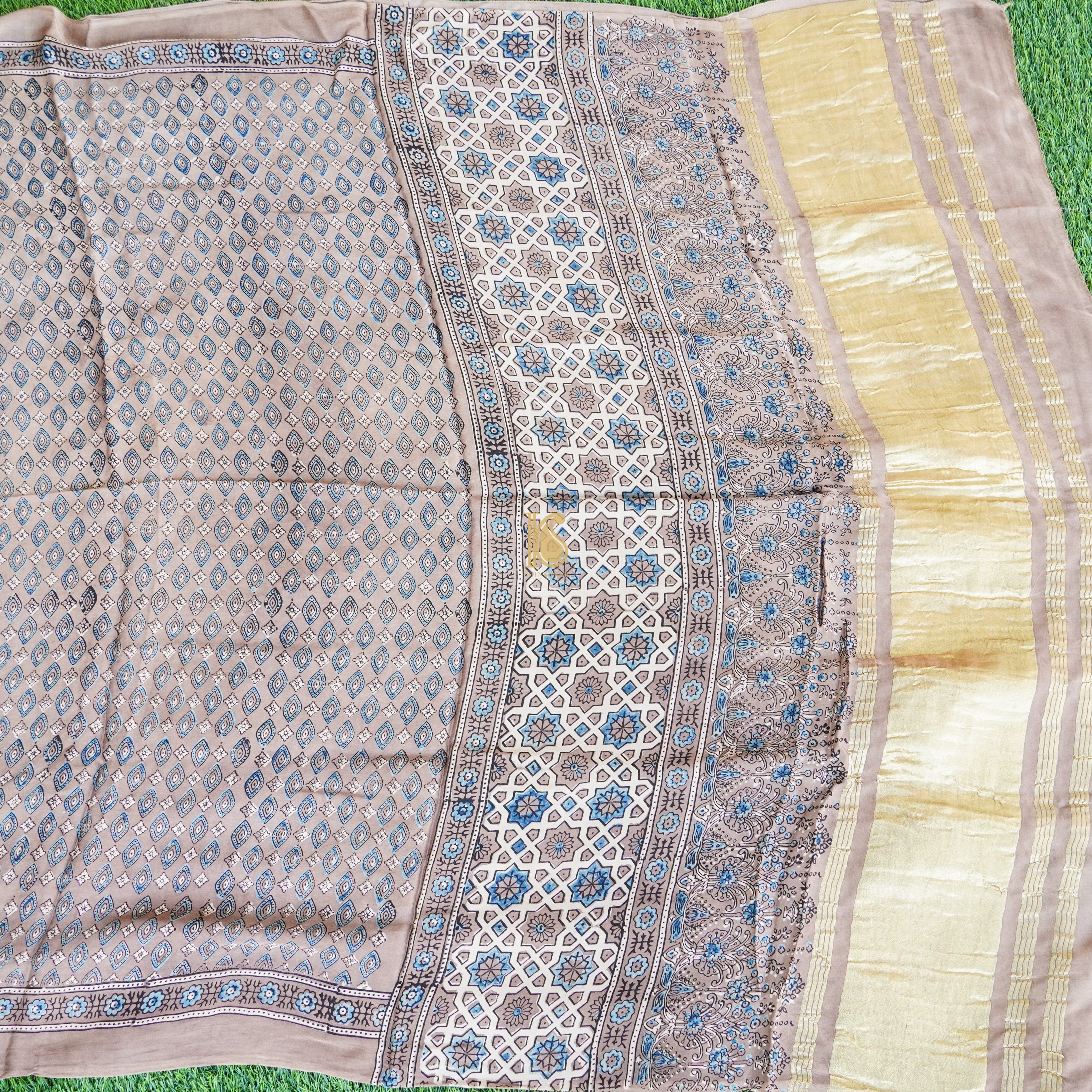 Hand Block Ajrakh Modal Silk Dupatta - Khinkhwab