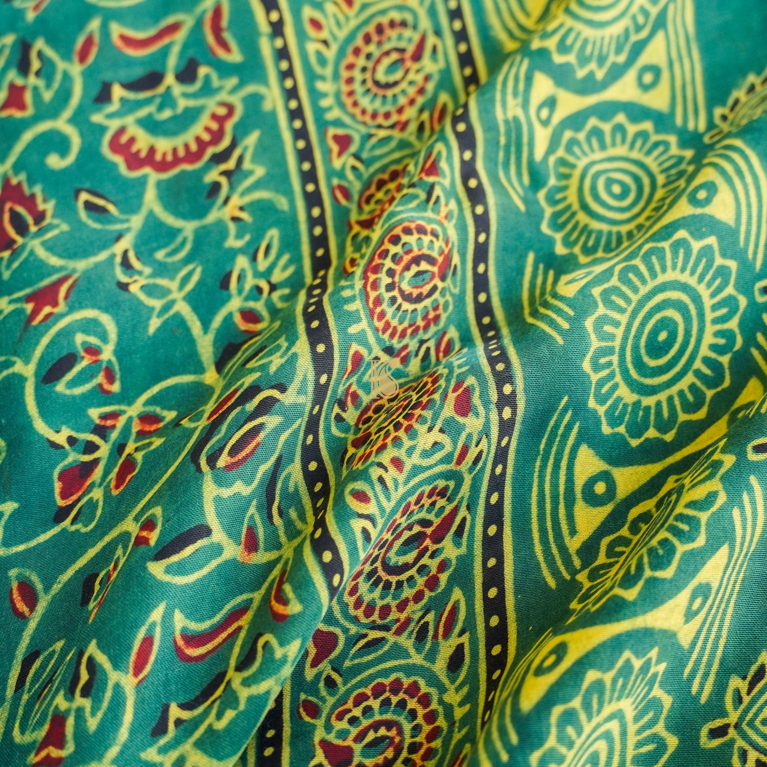 Rain Forest Green Hand Block Ajrakh Modal Silk Dupatta - Khinkhwab