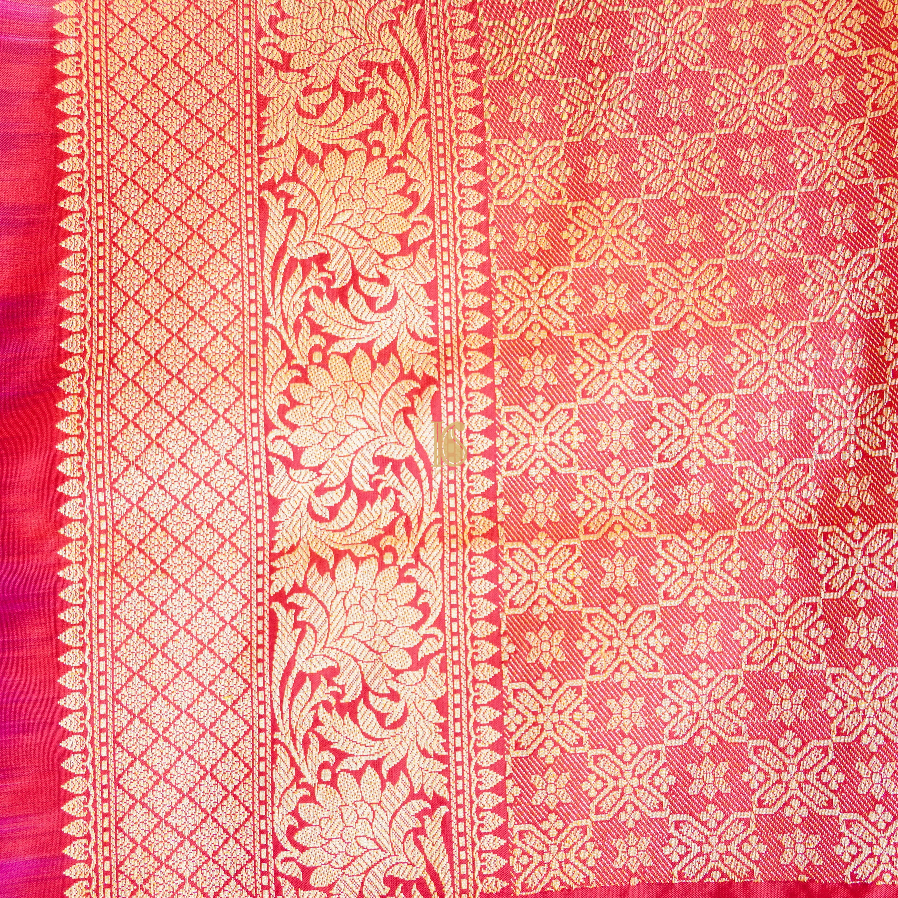Handloom Katan Silk Cinnabar Red Banarasi Bird Saree - Preorder - Khinkhwab