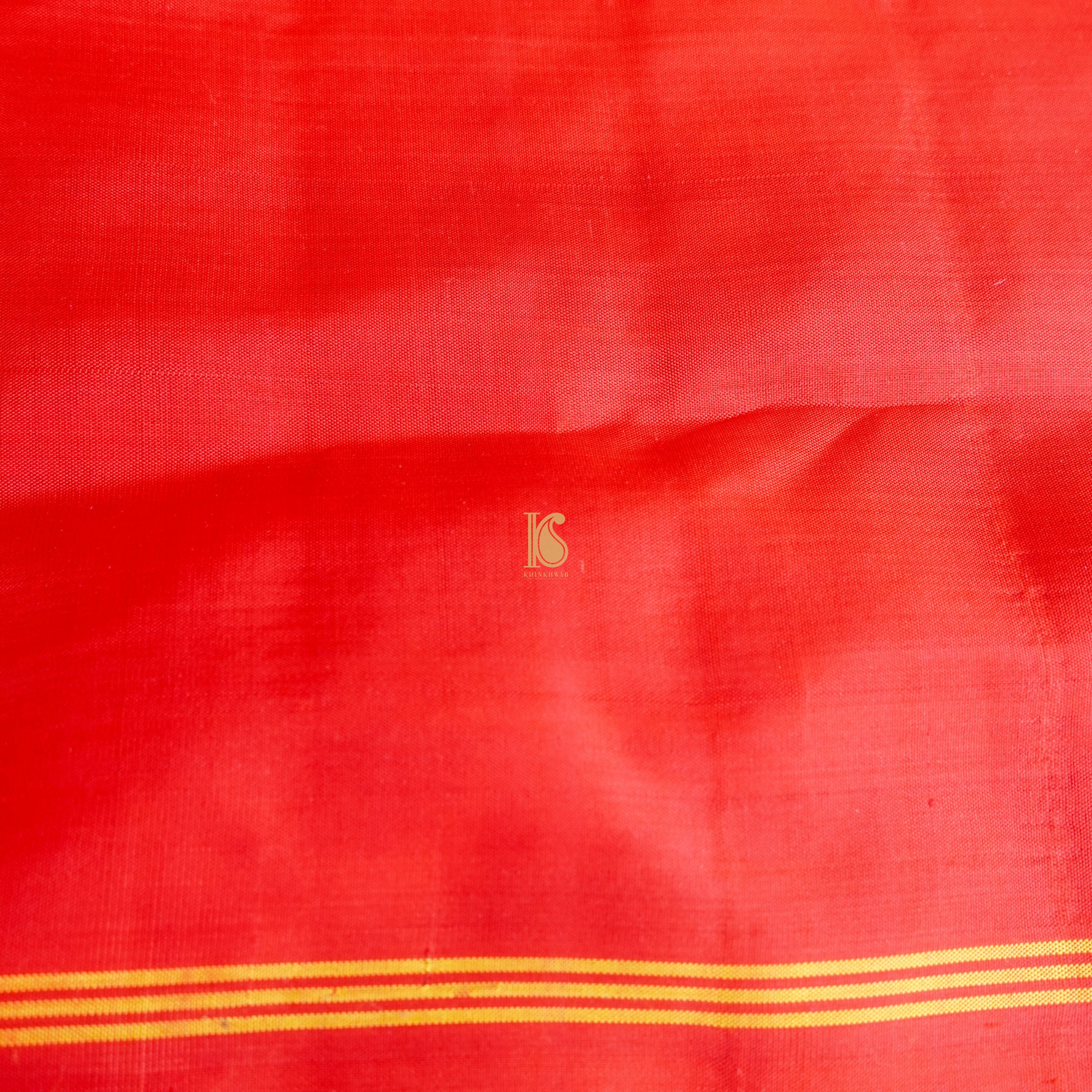 Salmon Pink Pure Silk Handloom Single Ikkat Semi Patan Patola Saree - Khinkhwab
