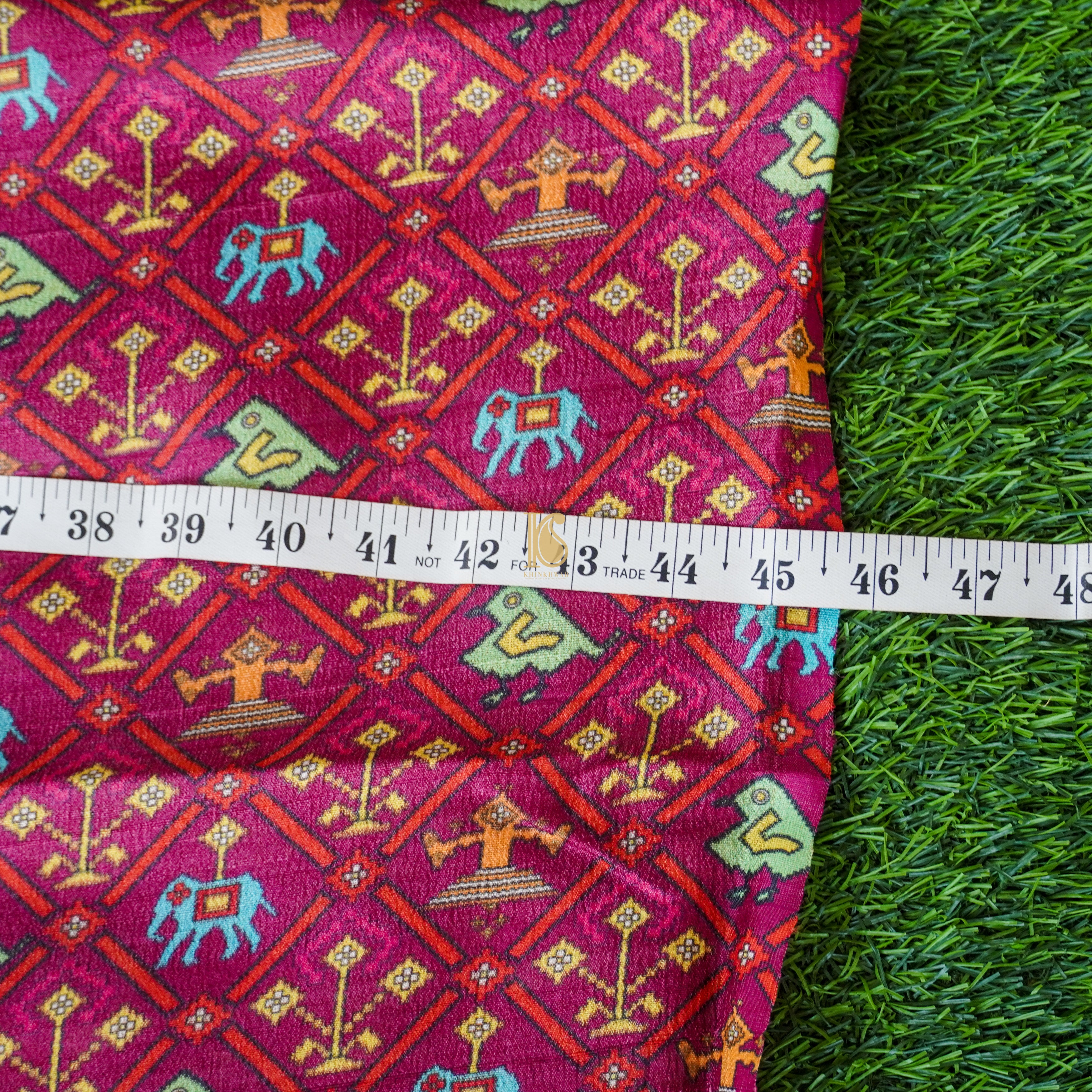 Ruby Red Handwoven Pure Tussar Silk Banarasi Print Suit Set - Khinkhwab