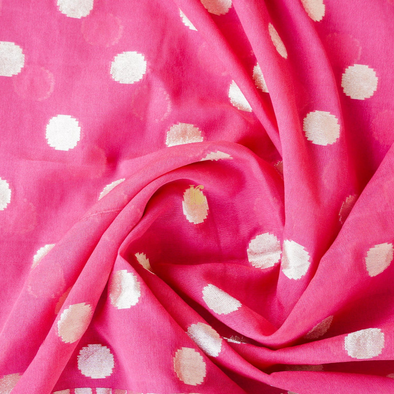 Hot Pink Handloom Pure Georgette Banarasi Suit Fabric - Khinkhwab