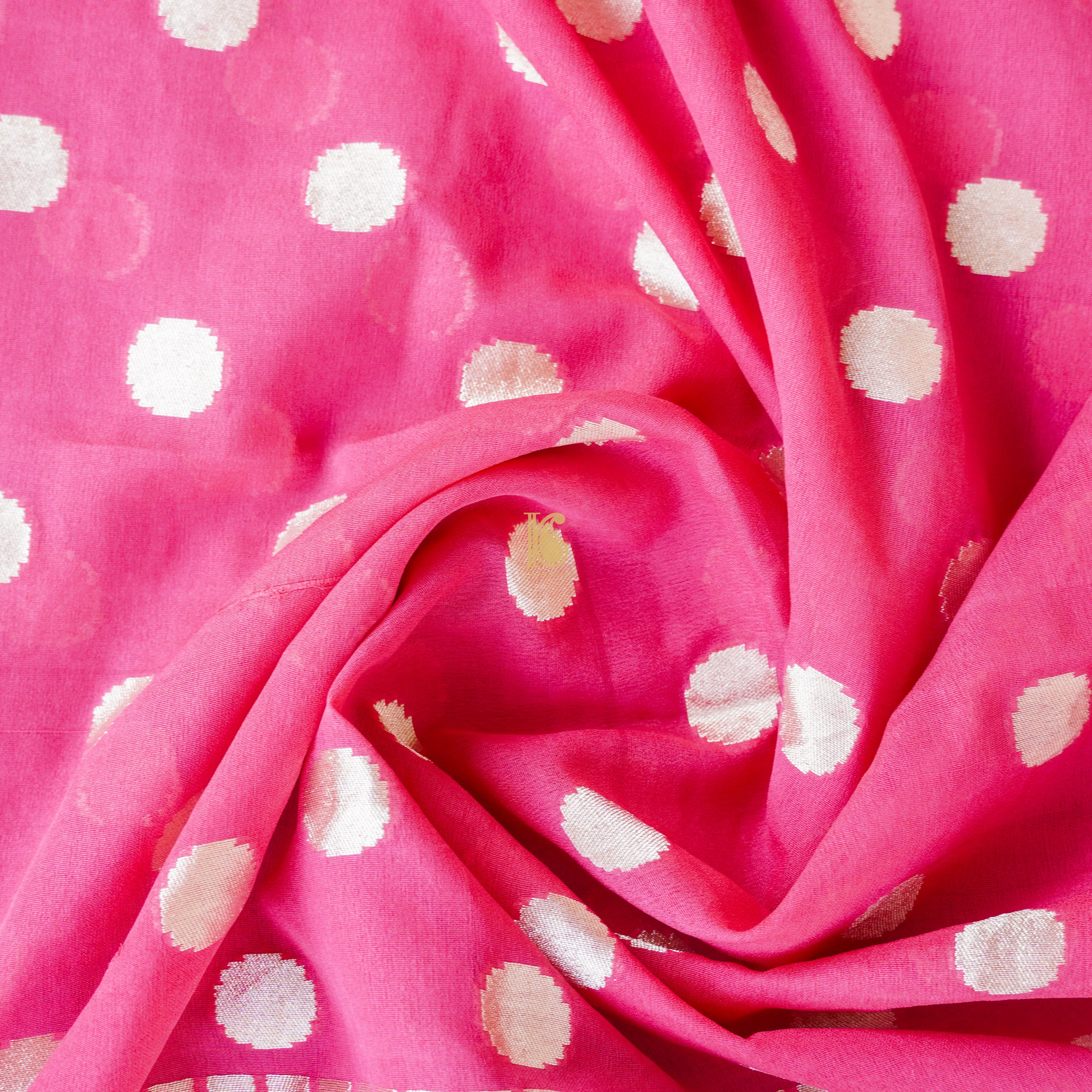 Hot Pink Handloom Pure Georgette Banarasi Suit Fabric - Khinkhwab