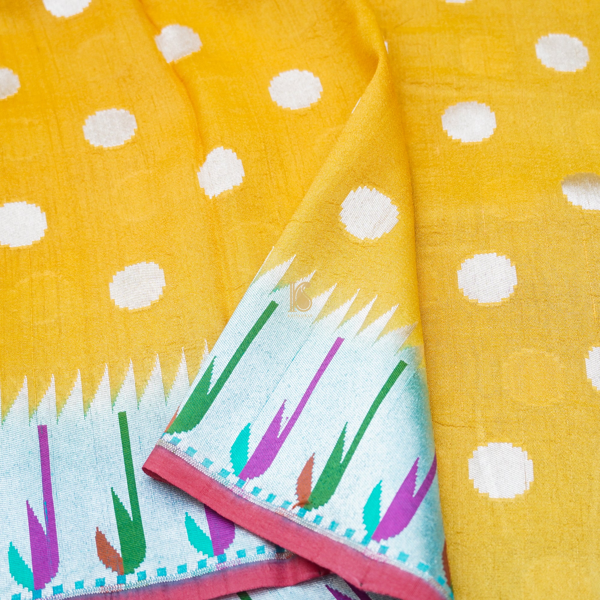 Handwoven Moon Yellow Tussar Silver Zari Muniya Border Banarasi Saree - Khinkhwab