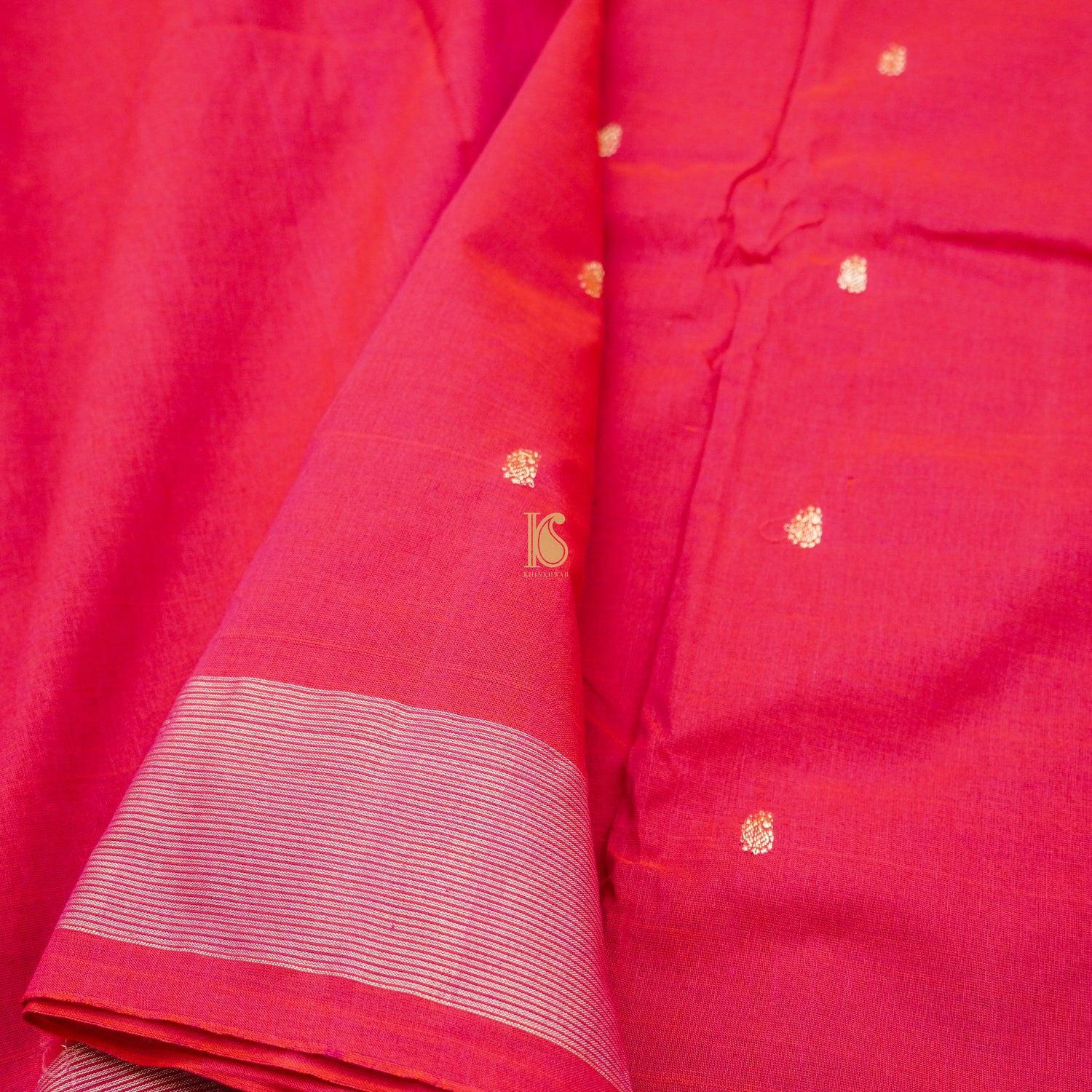 Cerise Pure Cotton Handwoven Paithani Parrot Saree - Khinkhwab