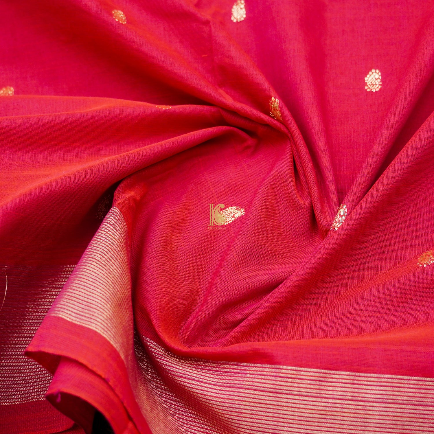 Cerise Pure Cotton Handwoven Paithani Parrot Saree - Khinkhwab