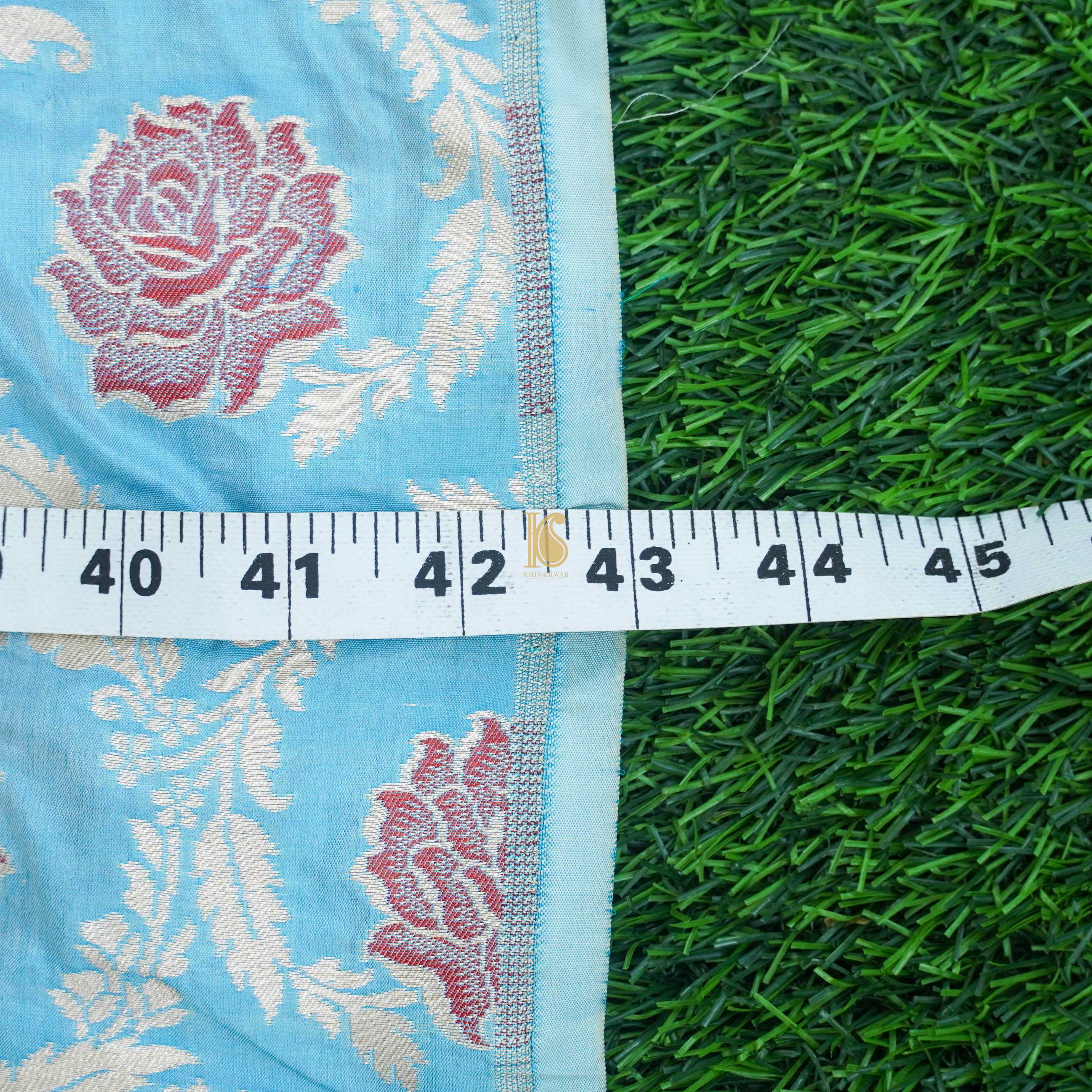Blue Pure Katan Silk Handwoven Banarasi Fabric - Khinkhwab