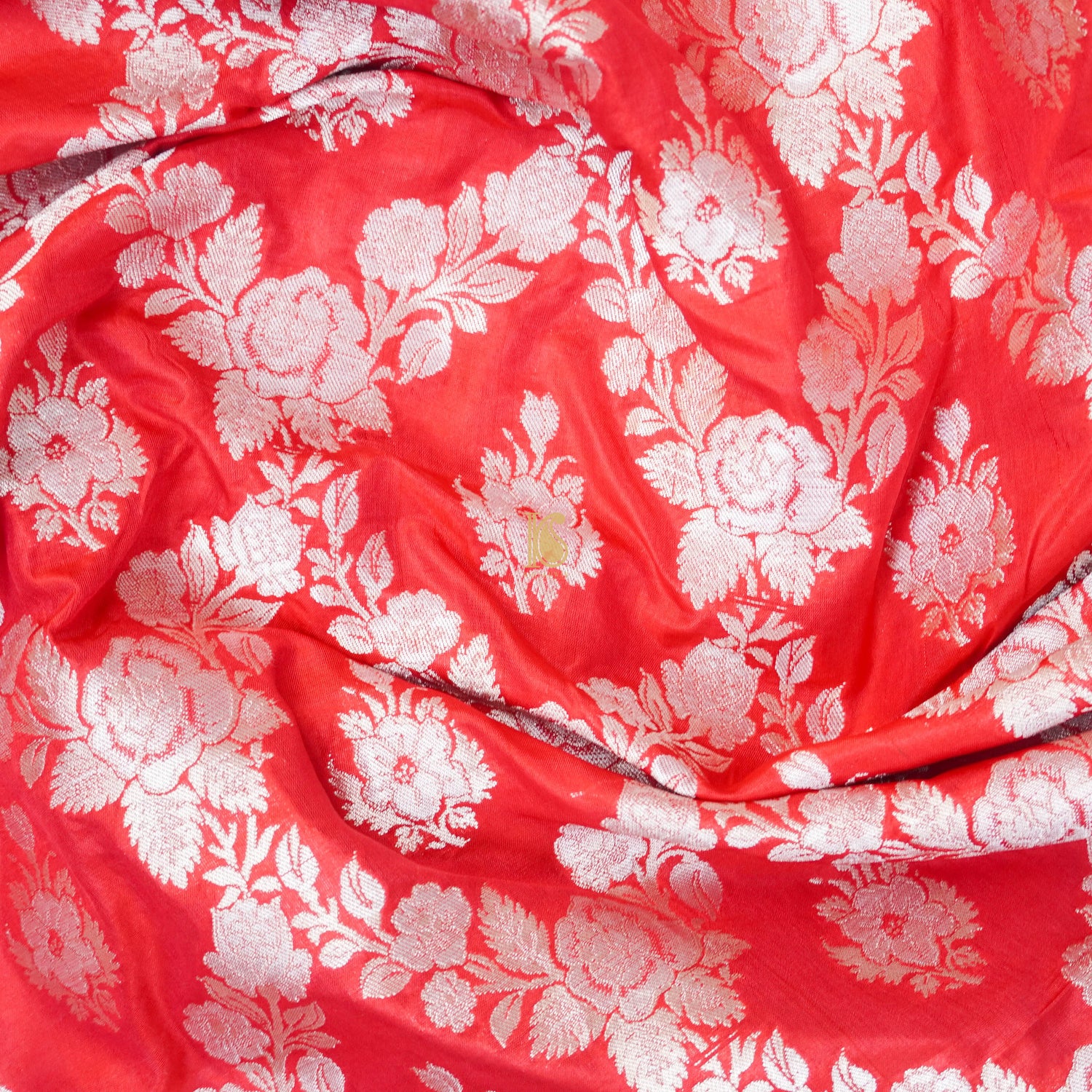 Red Pure Katan Silk Handwoven Banarasi Kurta Fabric - Khinkhwab