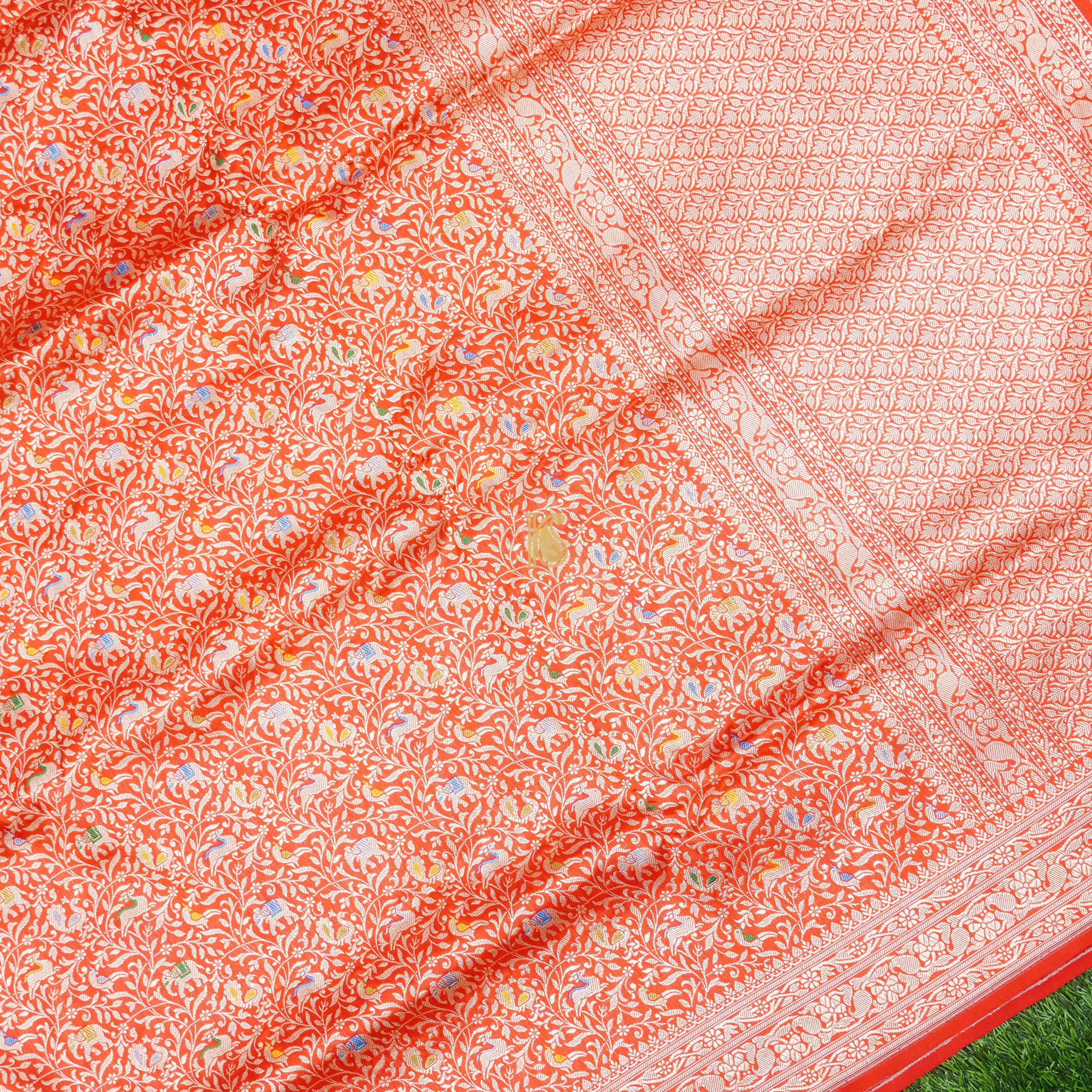 Handloom Pure Katan Silk Banarasi Shikargah Saree - Colors - Khinkhwab