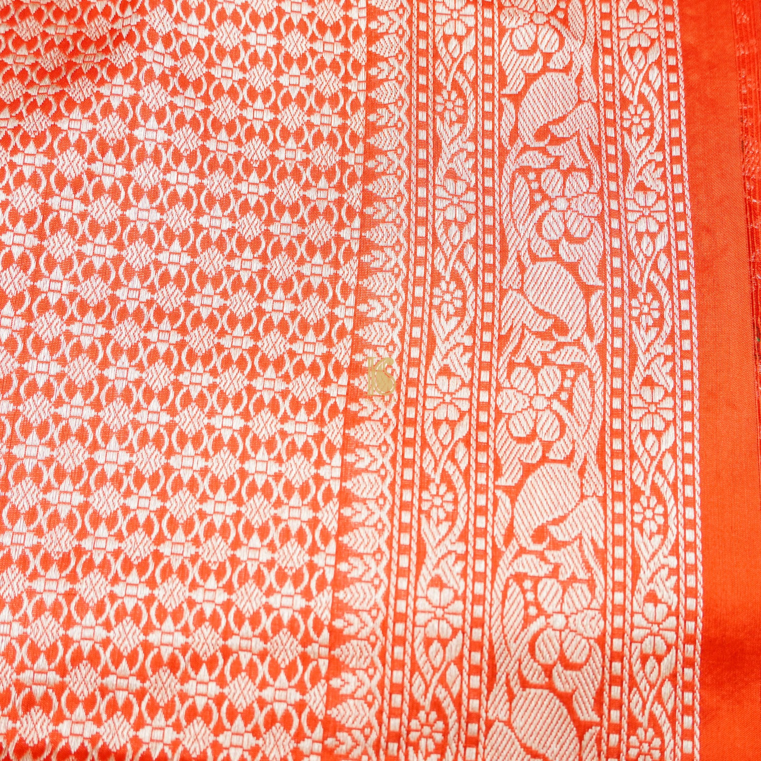 Handloom Katan Silk Outrageous Orange Banarasi Shikargah Saree - Khinkhwab