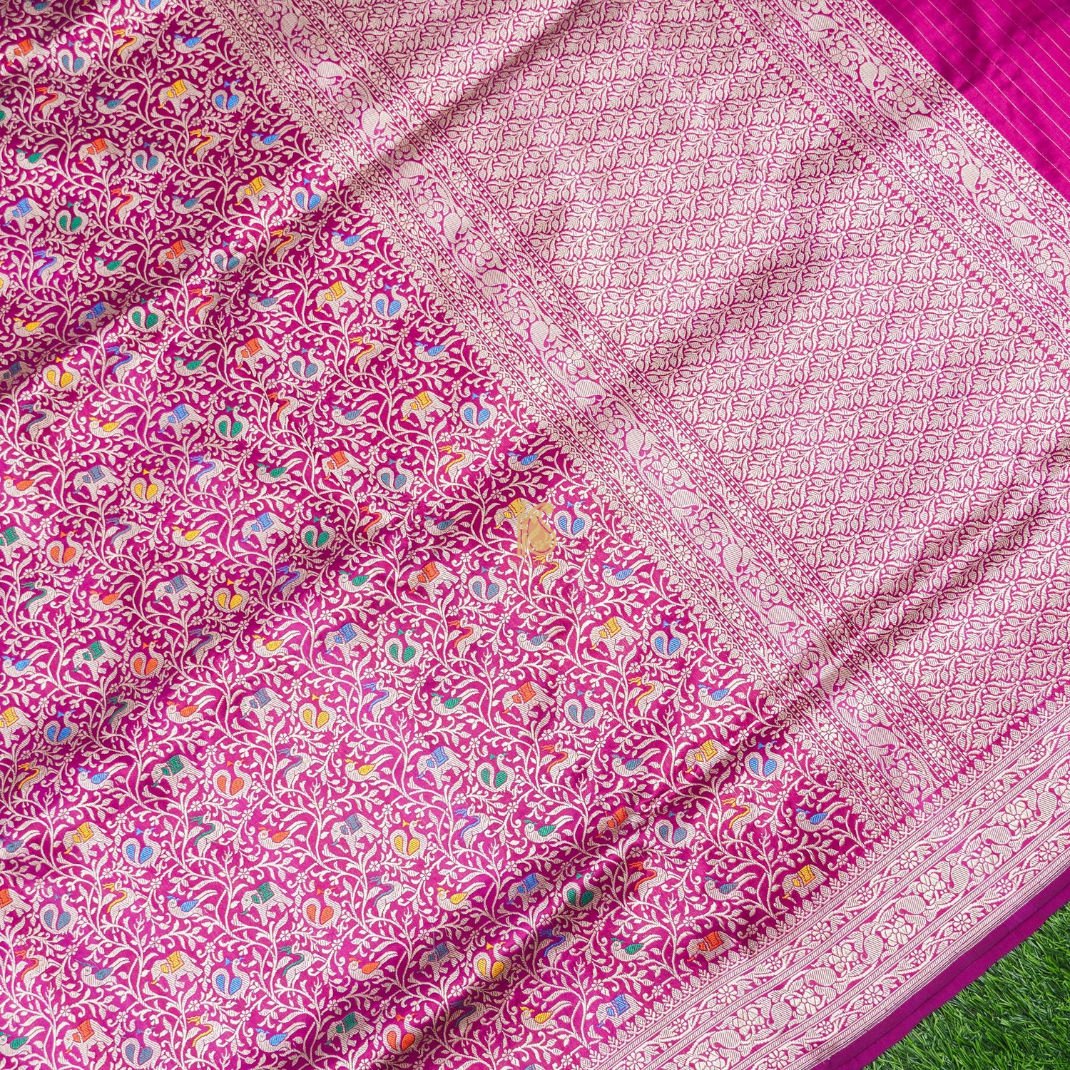 Handloom Pure Katan Silk Banarasi Shikargah Saree - Colors - Khinkhwab