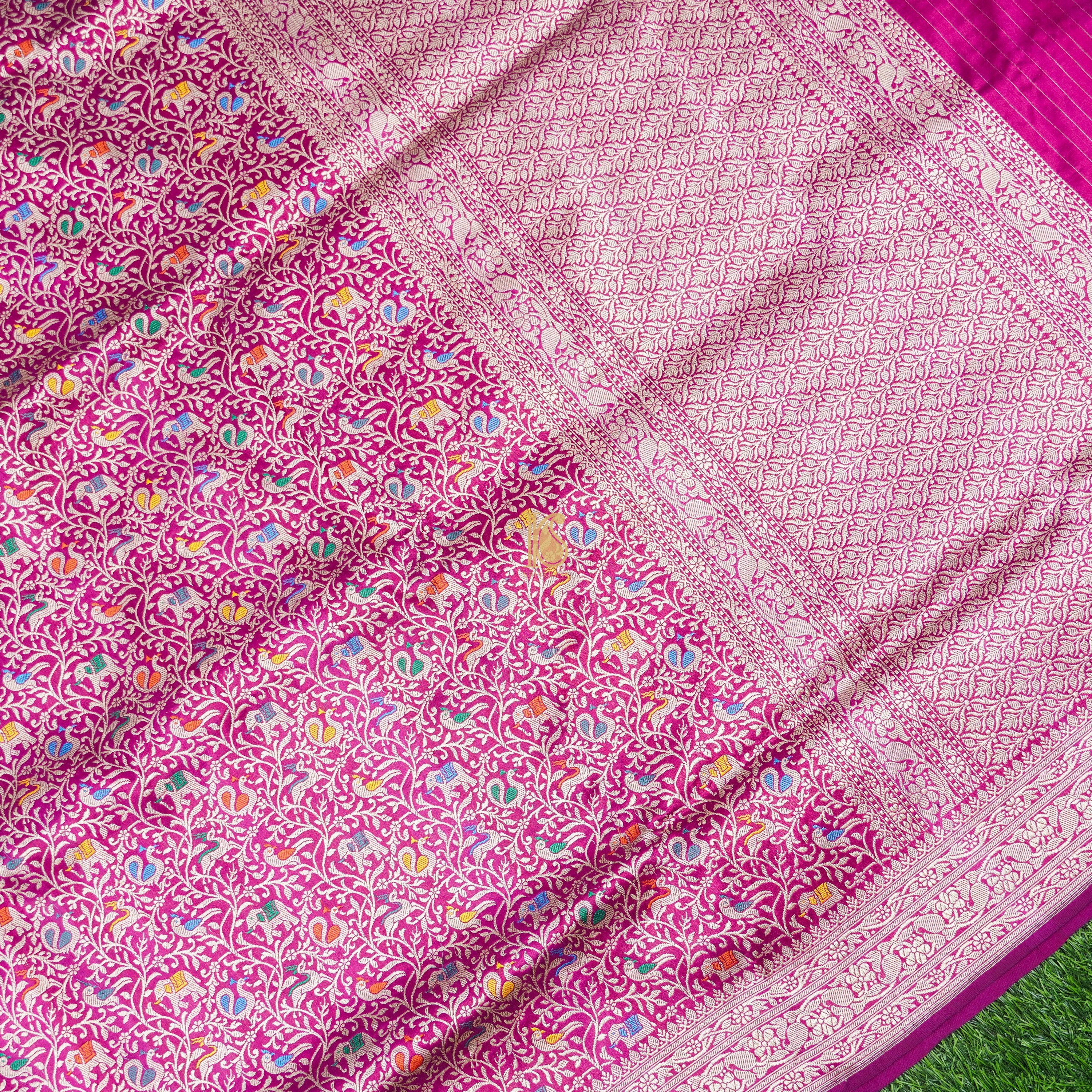 Handloom Pure Katan Silk Banarasi Shikargah Saree - Colors - Khinkhwab