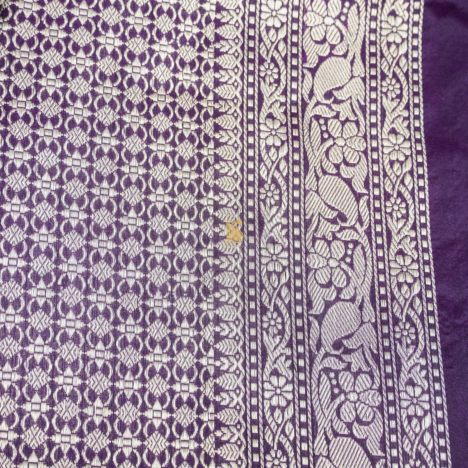 Handloom Katan Silk Seance Purple Banarasi Shikargah Saree - Khinkhwab