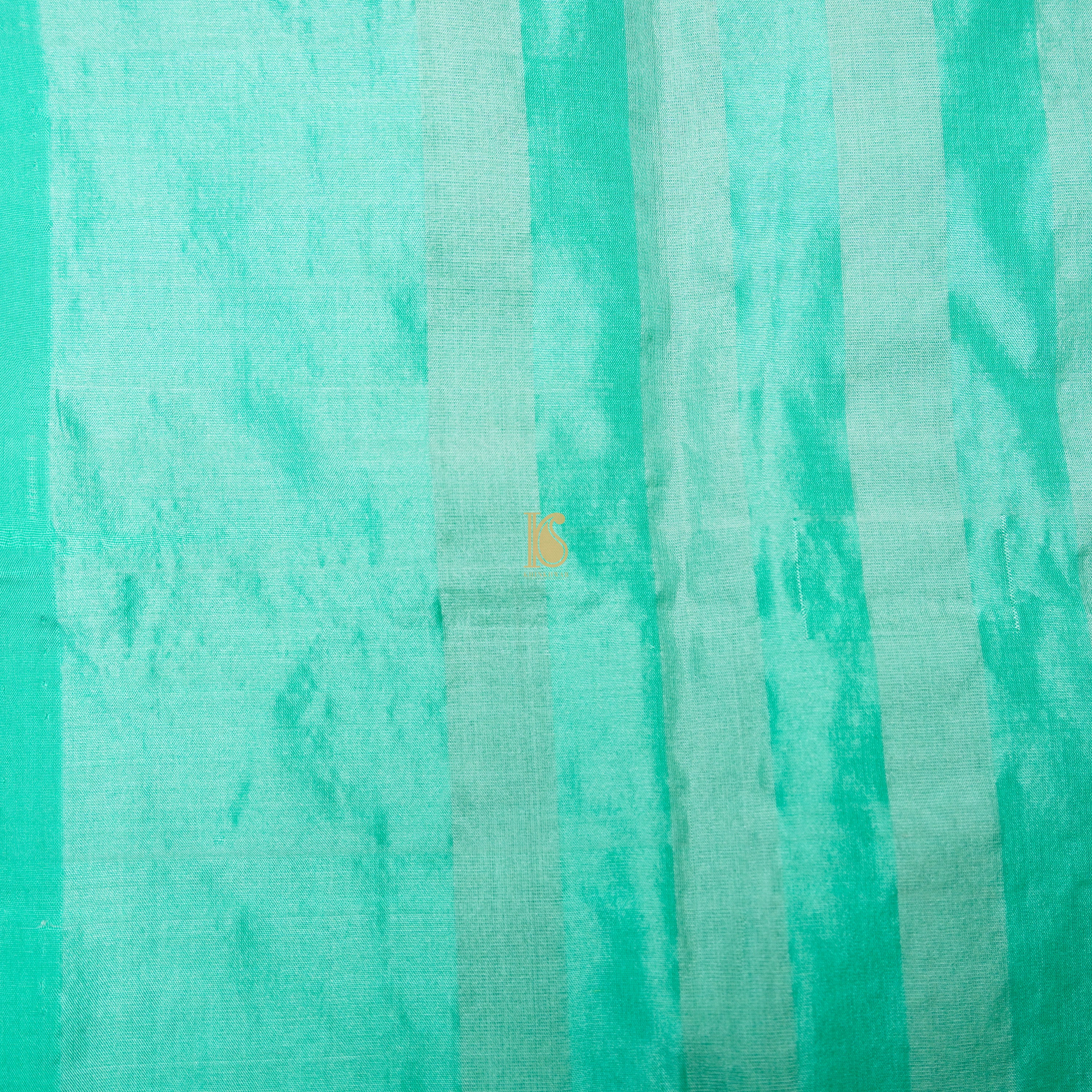 Handwoven Turquoise Blue Pure Kora Mashru Silk Banarasi Saree - Khinkhwab