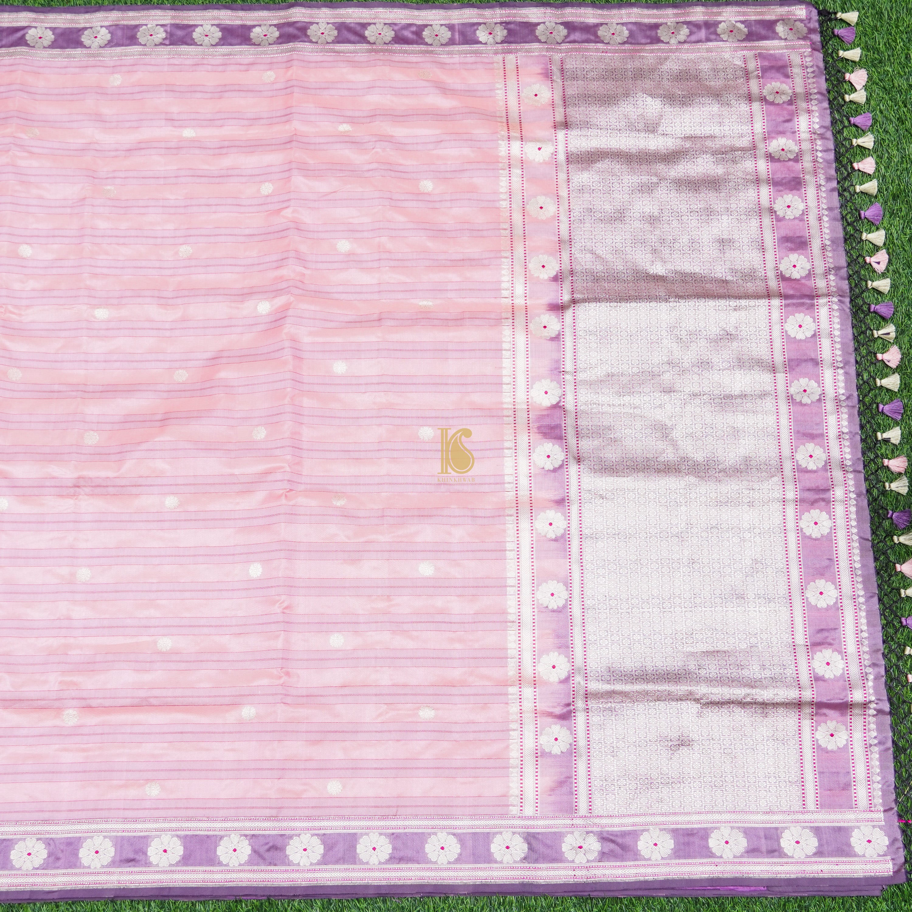 Handwoven Classic Rose Pink Pure Mashru Silk Banarasi Saree - Khinkhwab