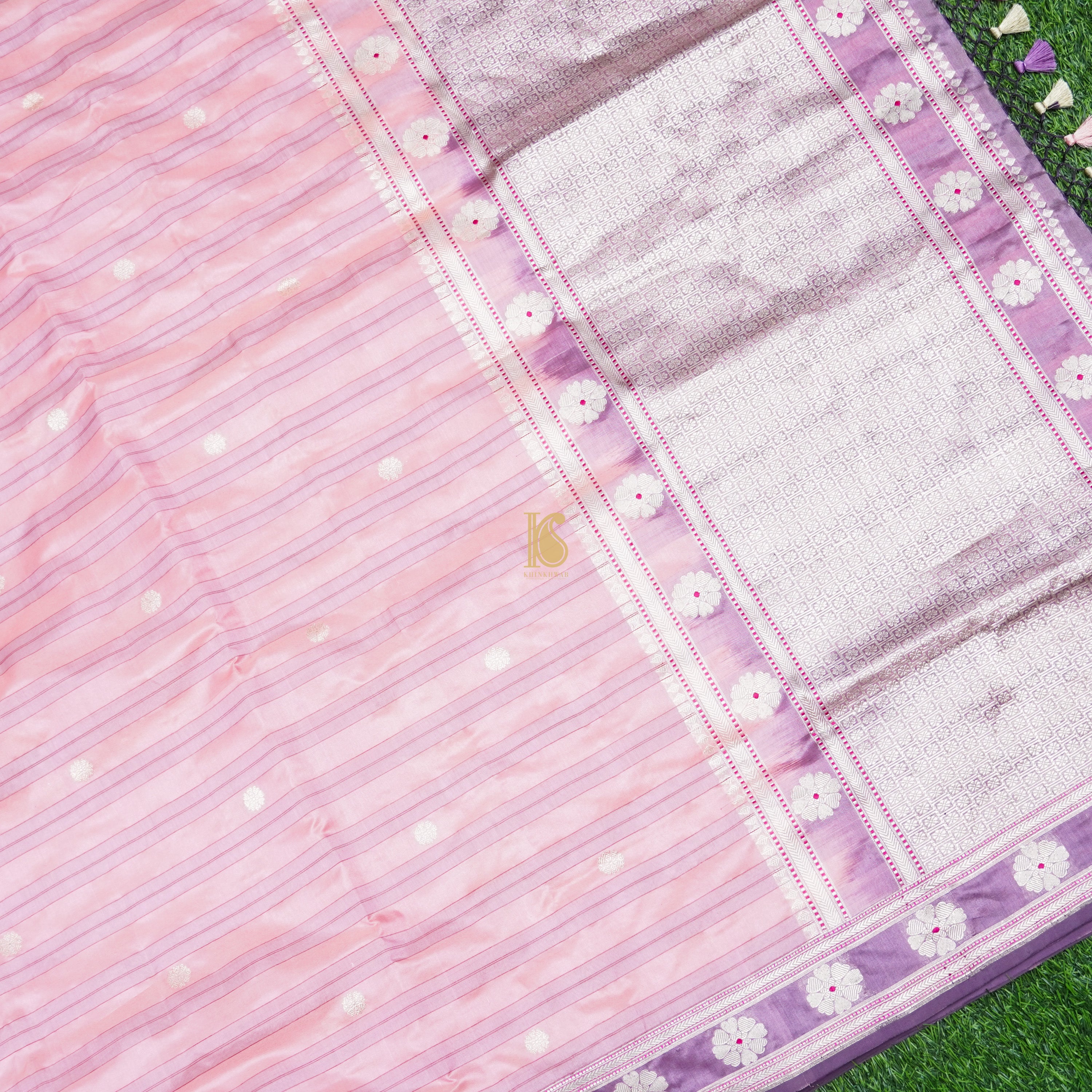 Handwoven Classic Rose Pink Pure Mashru Silk Banarasi Saree - Khinkhwab